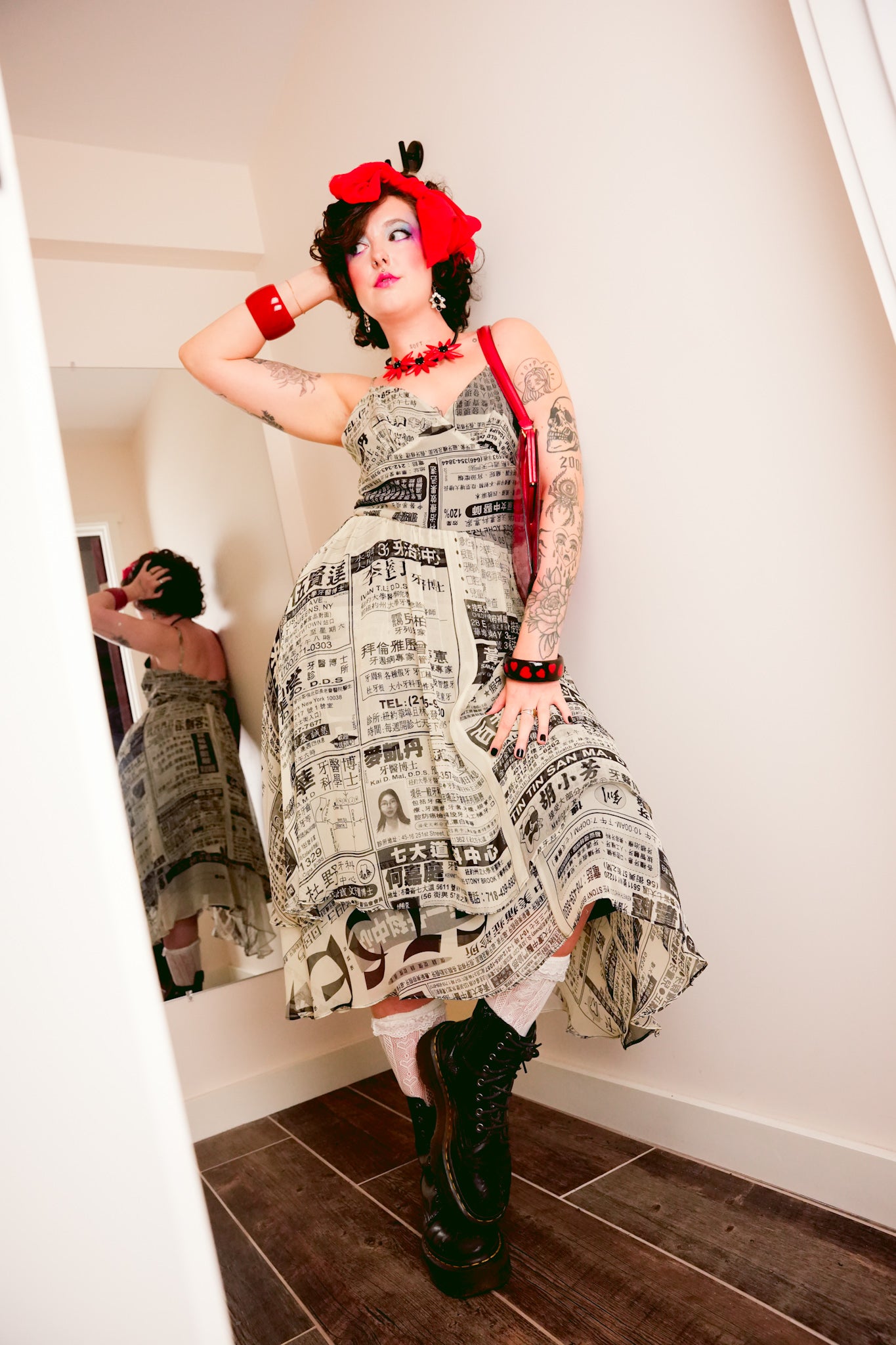 1990's Betsey Johnson Newspaper Skater Dress