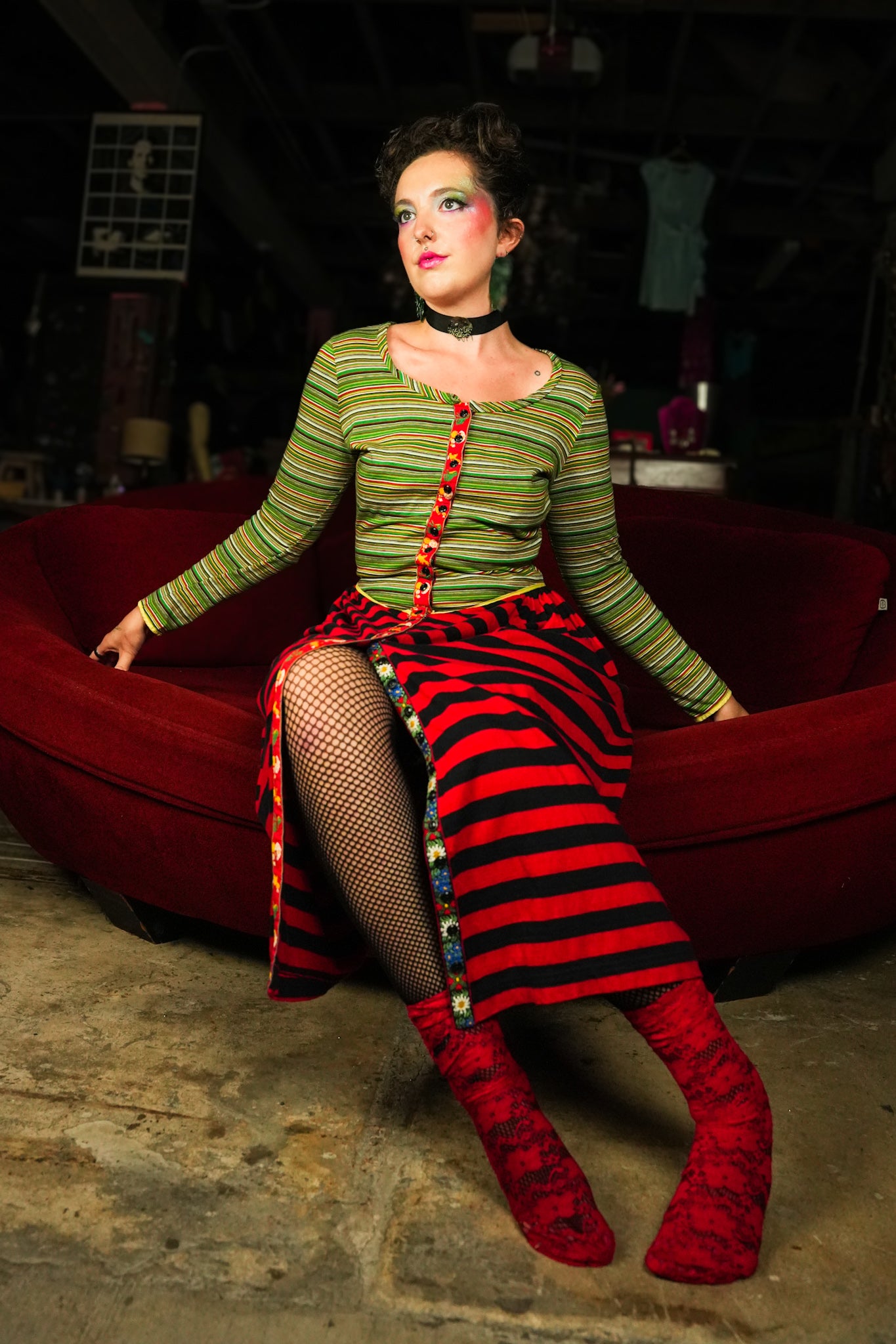 1970's Betsey Johnson Alley Cat Striped Dress