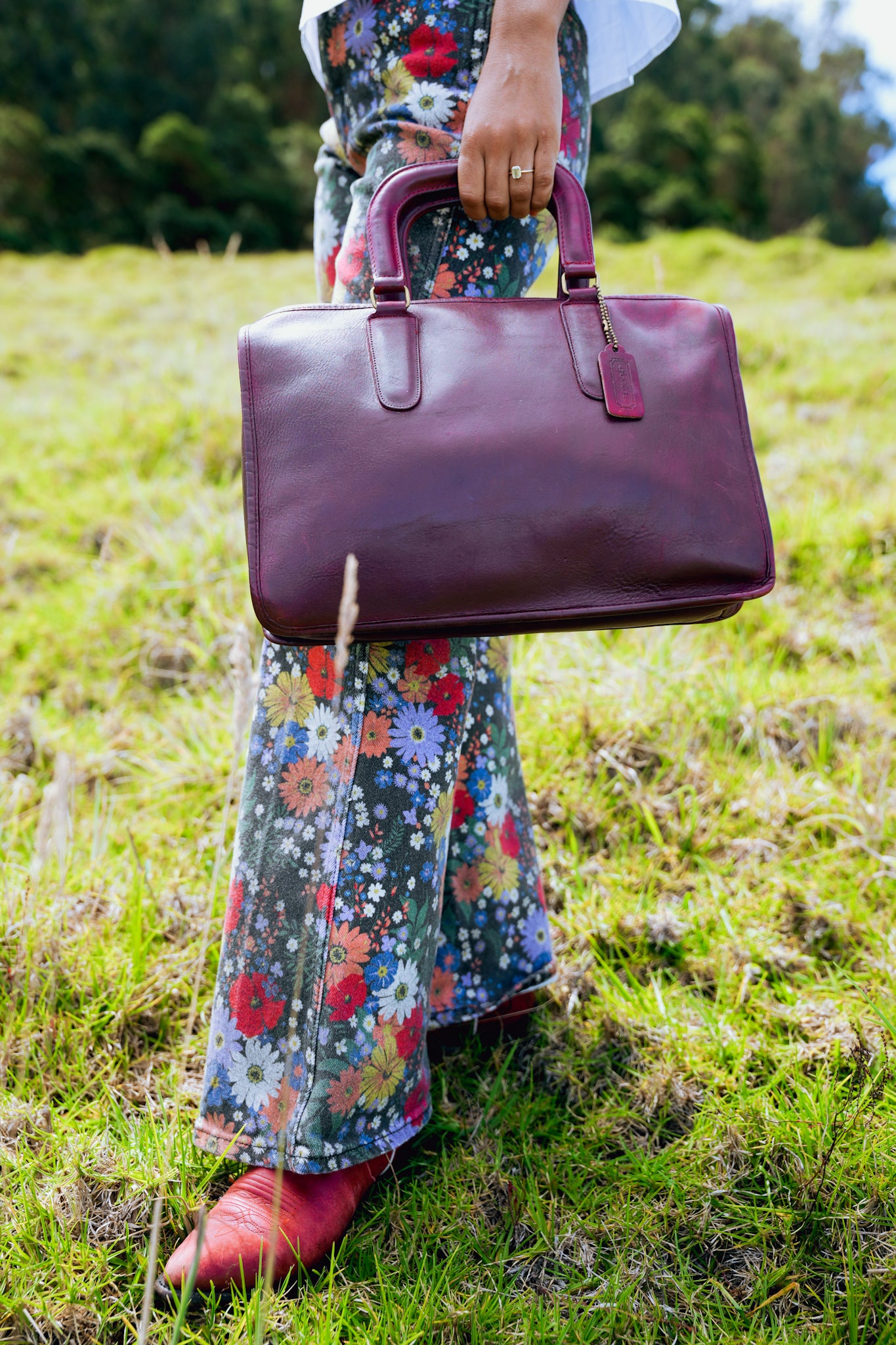 1970's Coach Burgundy Saddle Leather Bag