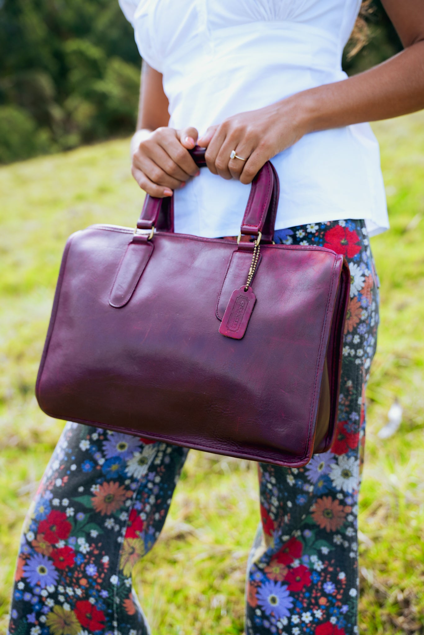 1970's Coach Burgundy Saddle Leather Bag