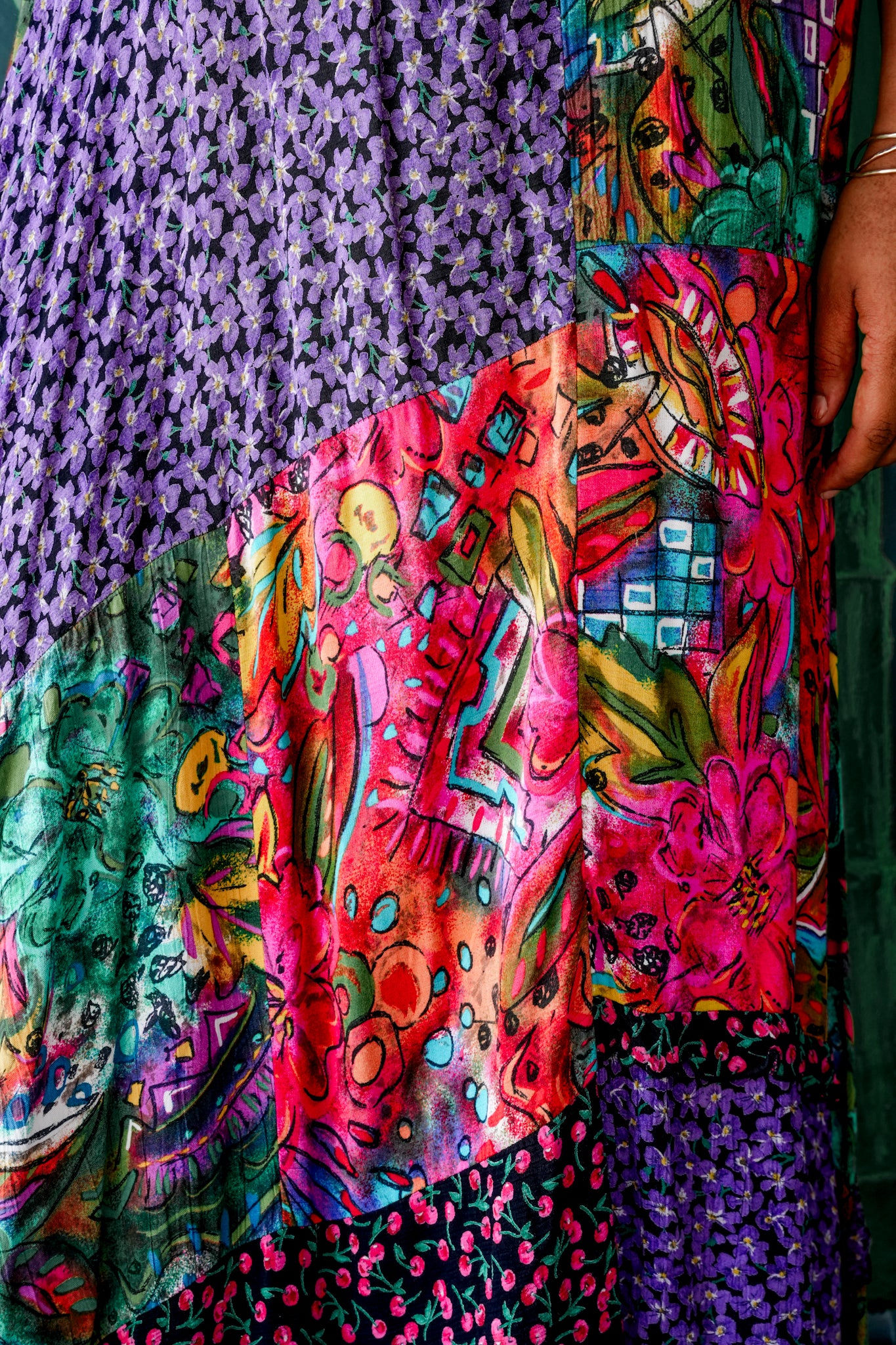 1980's Rayon Patchwork Skirt