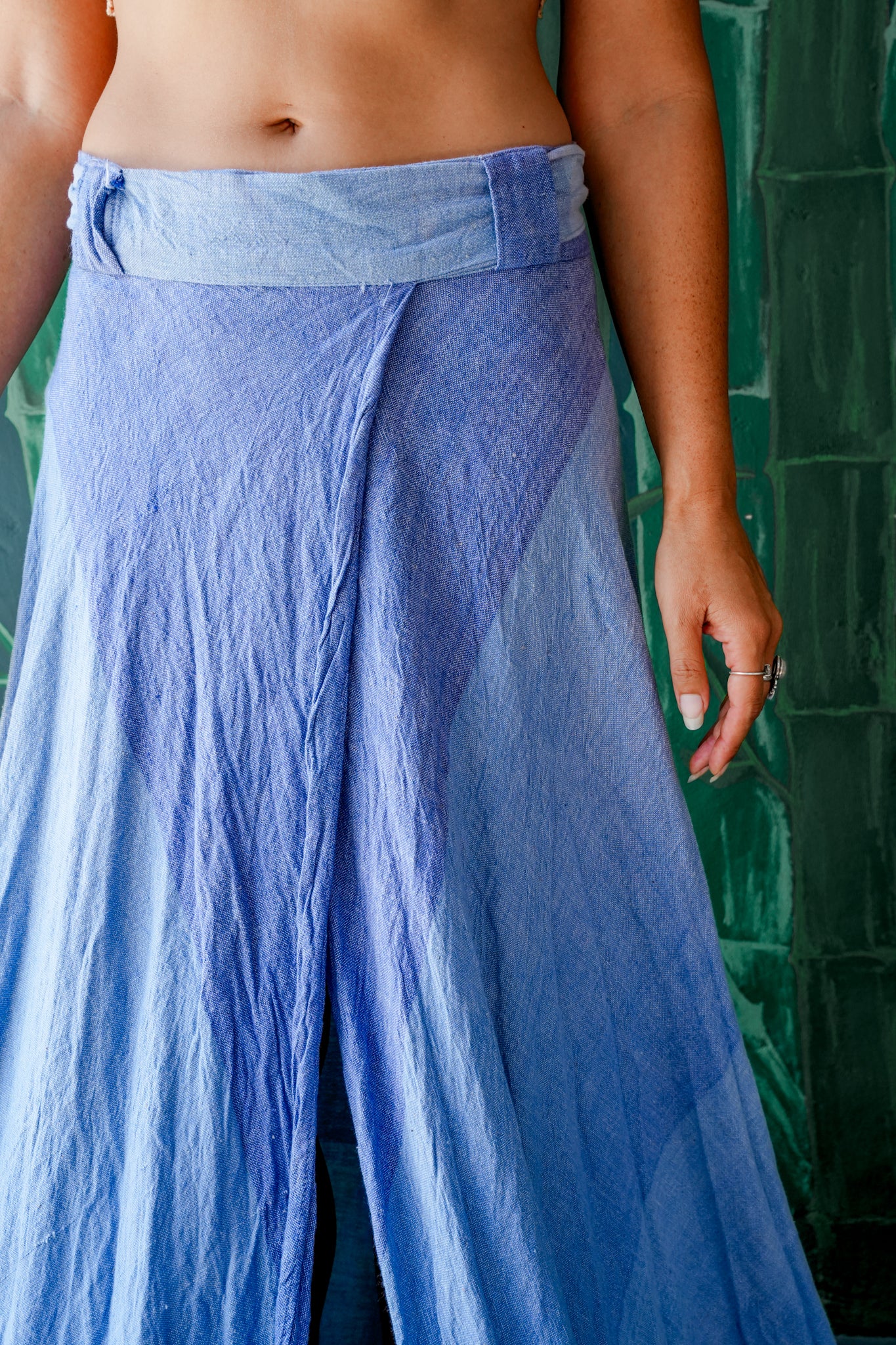 1970's Blue Cotton/Denim Wrap Skirt