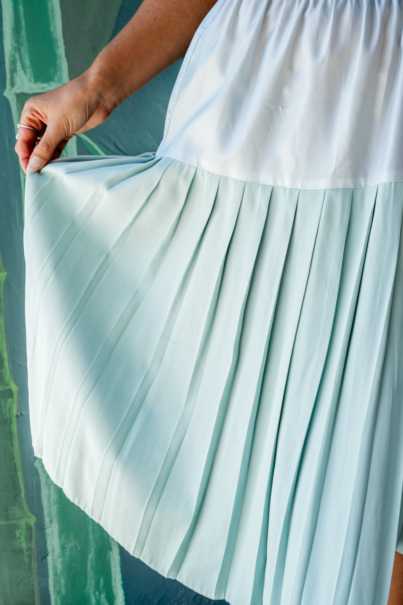 1990's Baby Blue Pleated Midi Skirt