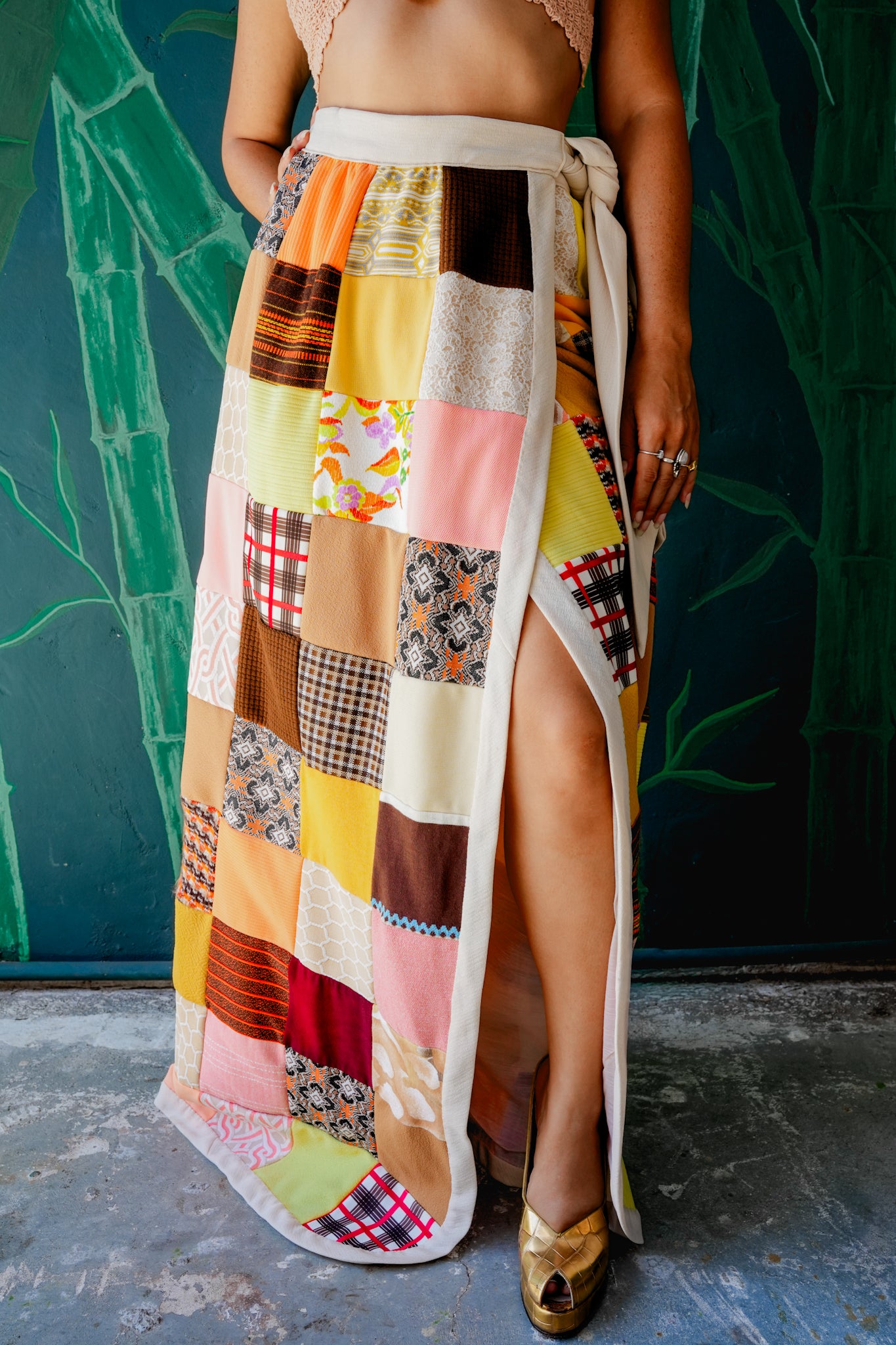 1970's Patchwork Quilted Wrap Skirt