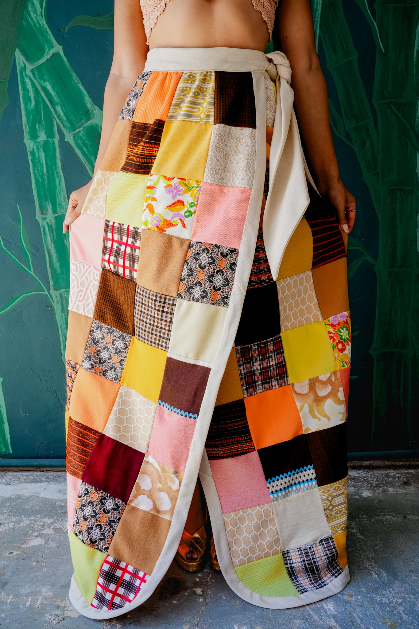 1970's Patchwork Quilted Wrap Skirt