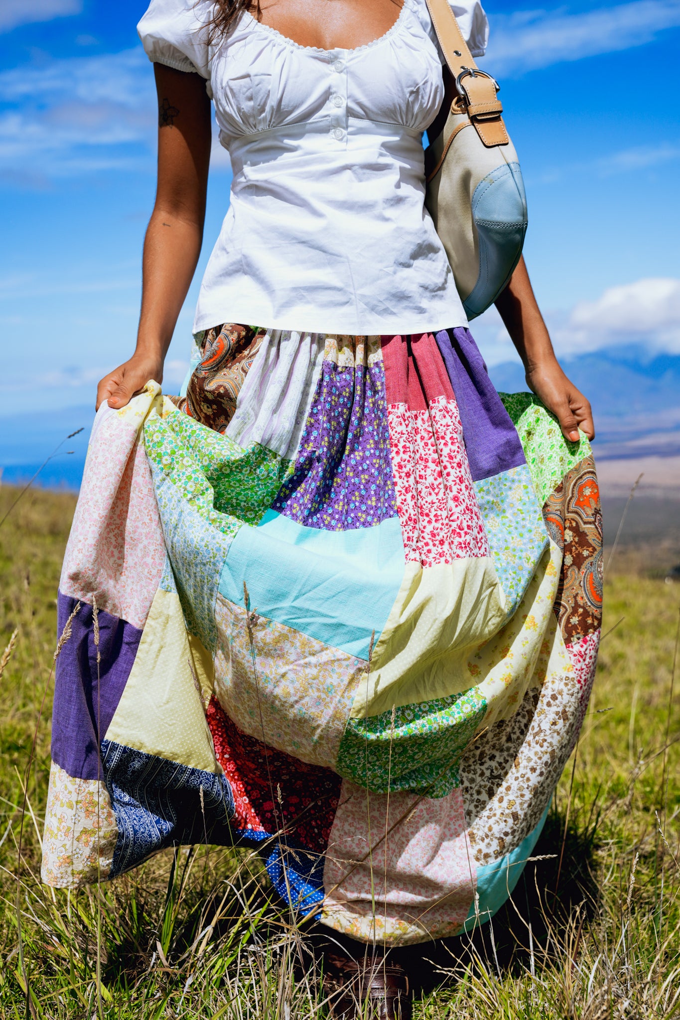 1960's Handmade Cotton Patchwork Skirt