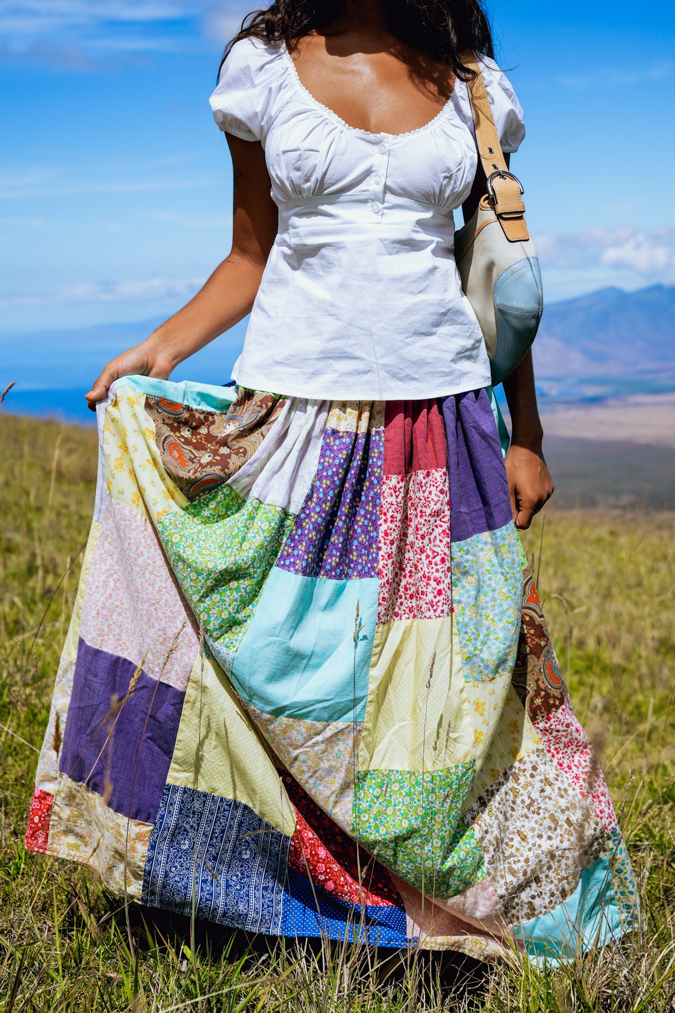 1960's Handmade Cotton Patchwork Skirt