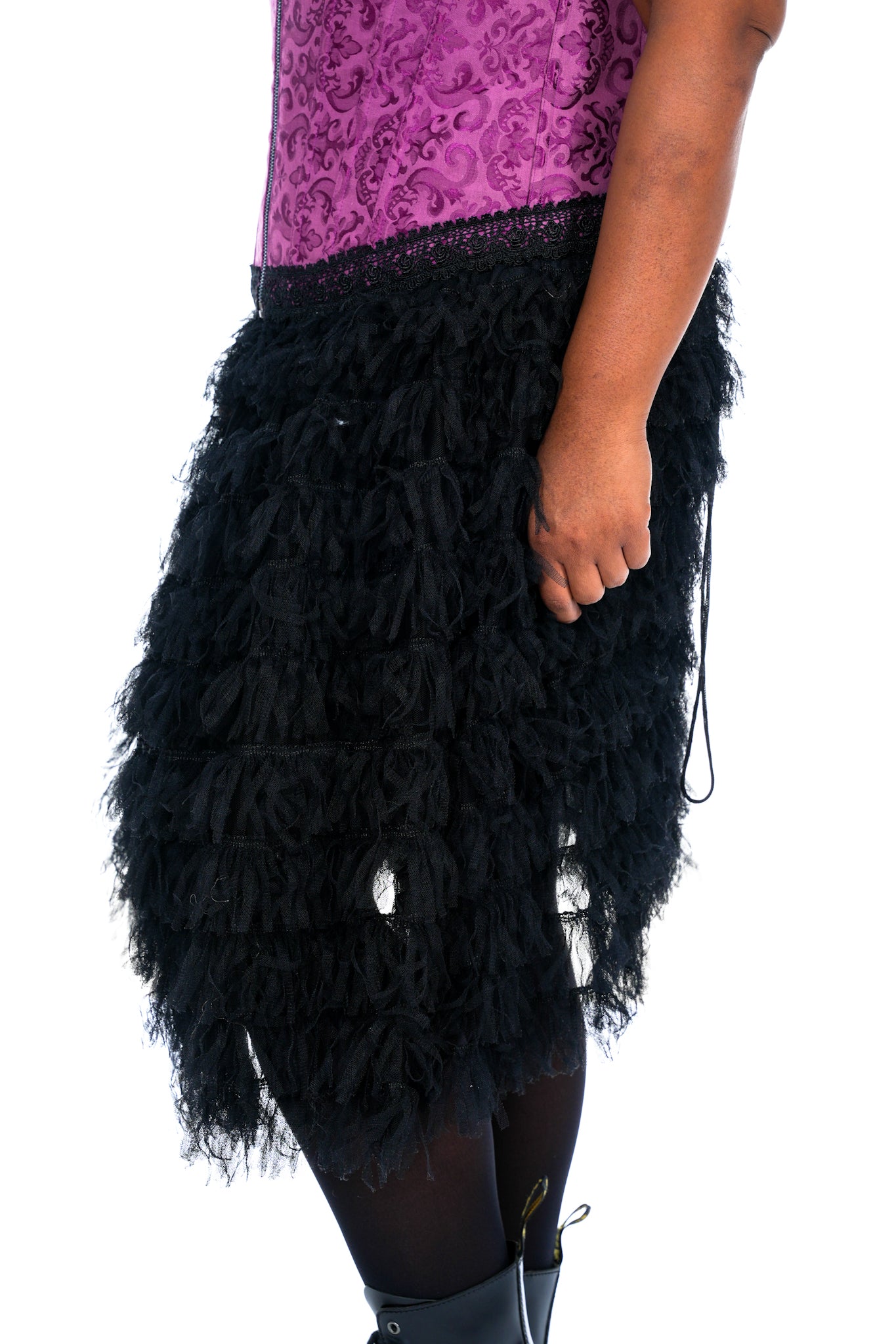 Vintage Black Ruffle Mesh skirt