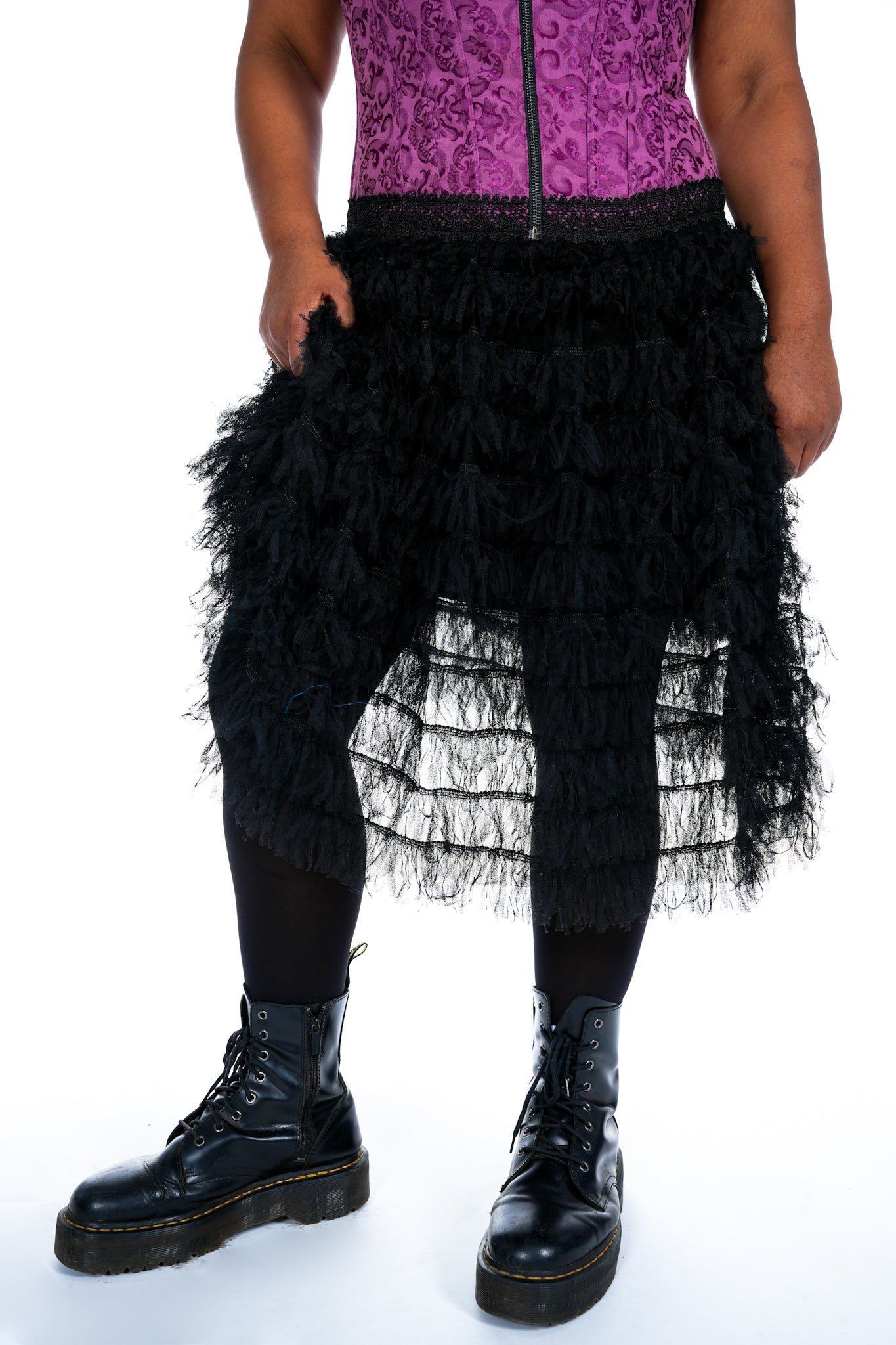 Vintage Black Ruffle Mesh skirt