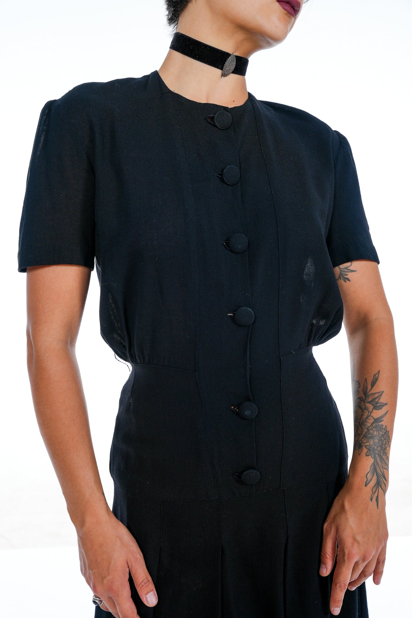 1950's Black Button Up Dress