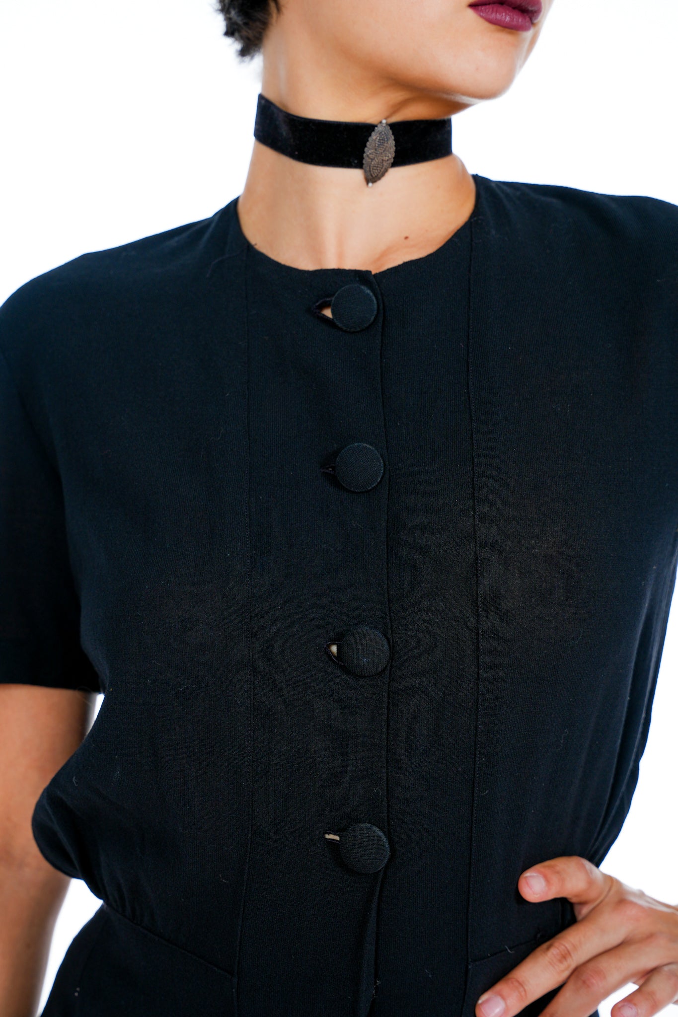 1950's Black Button Up Dress