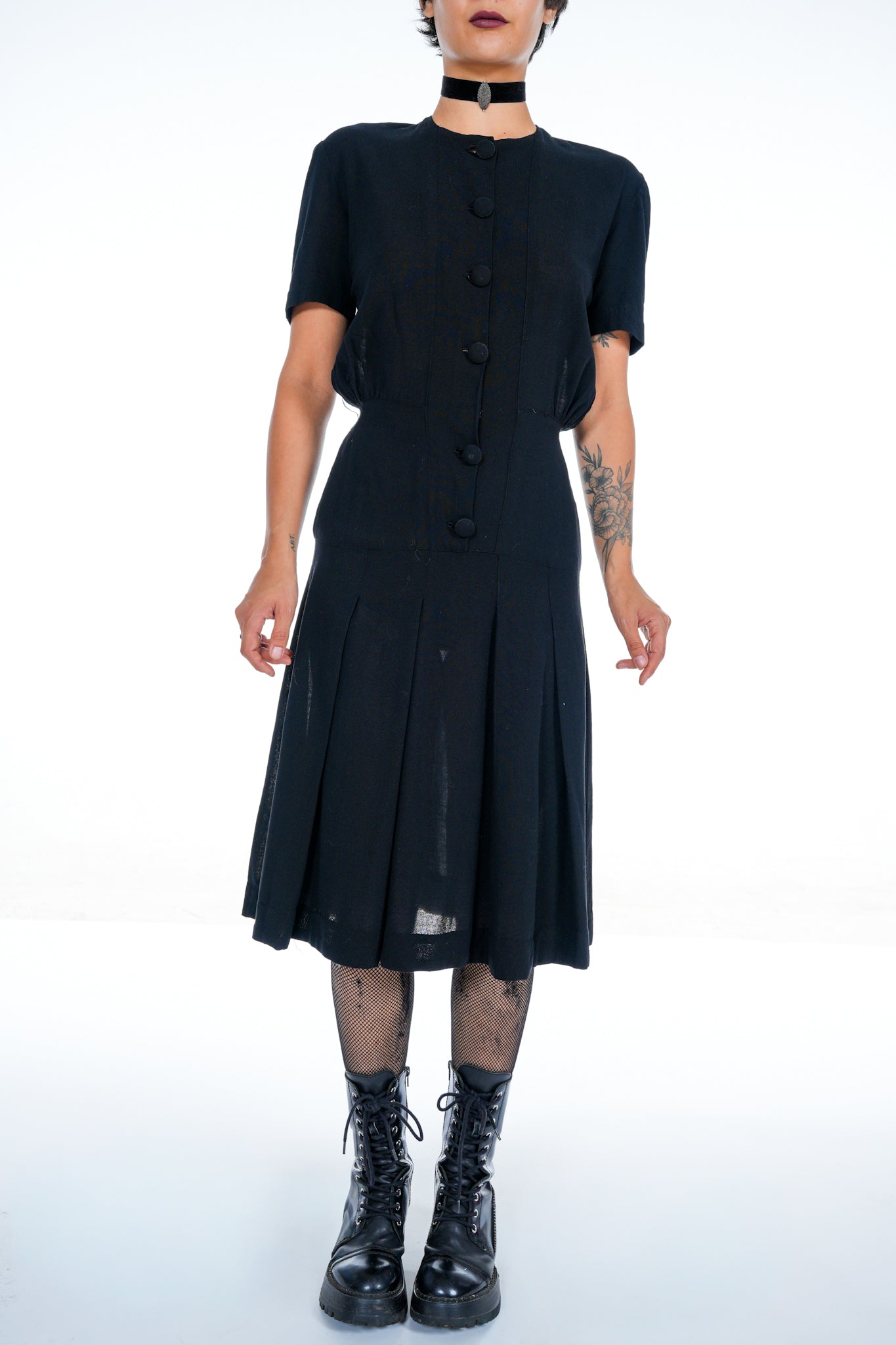 1950's Black Button Up Dress