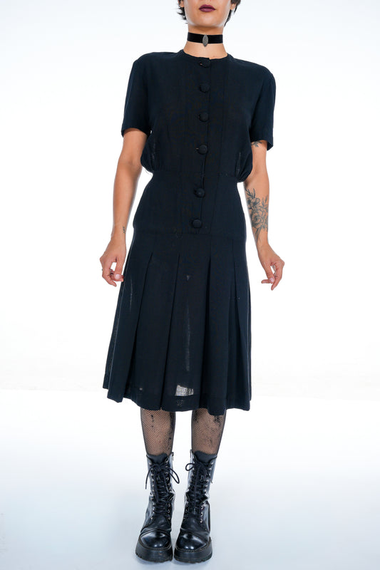1950's Black Button Up Dress