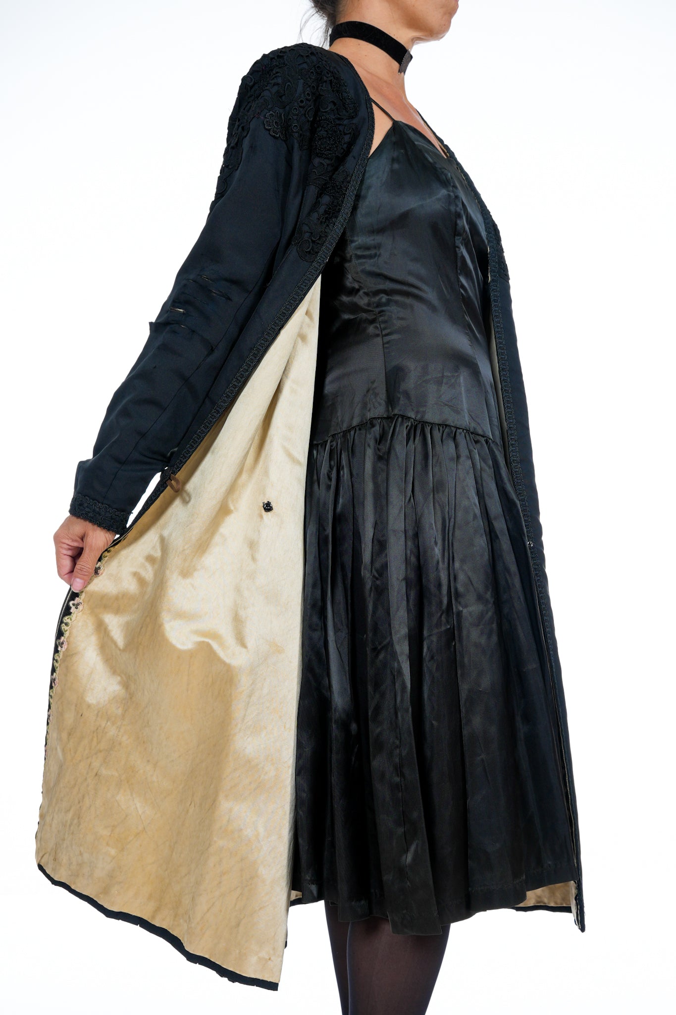 1930's Black Embroidered Kimono Jacket