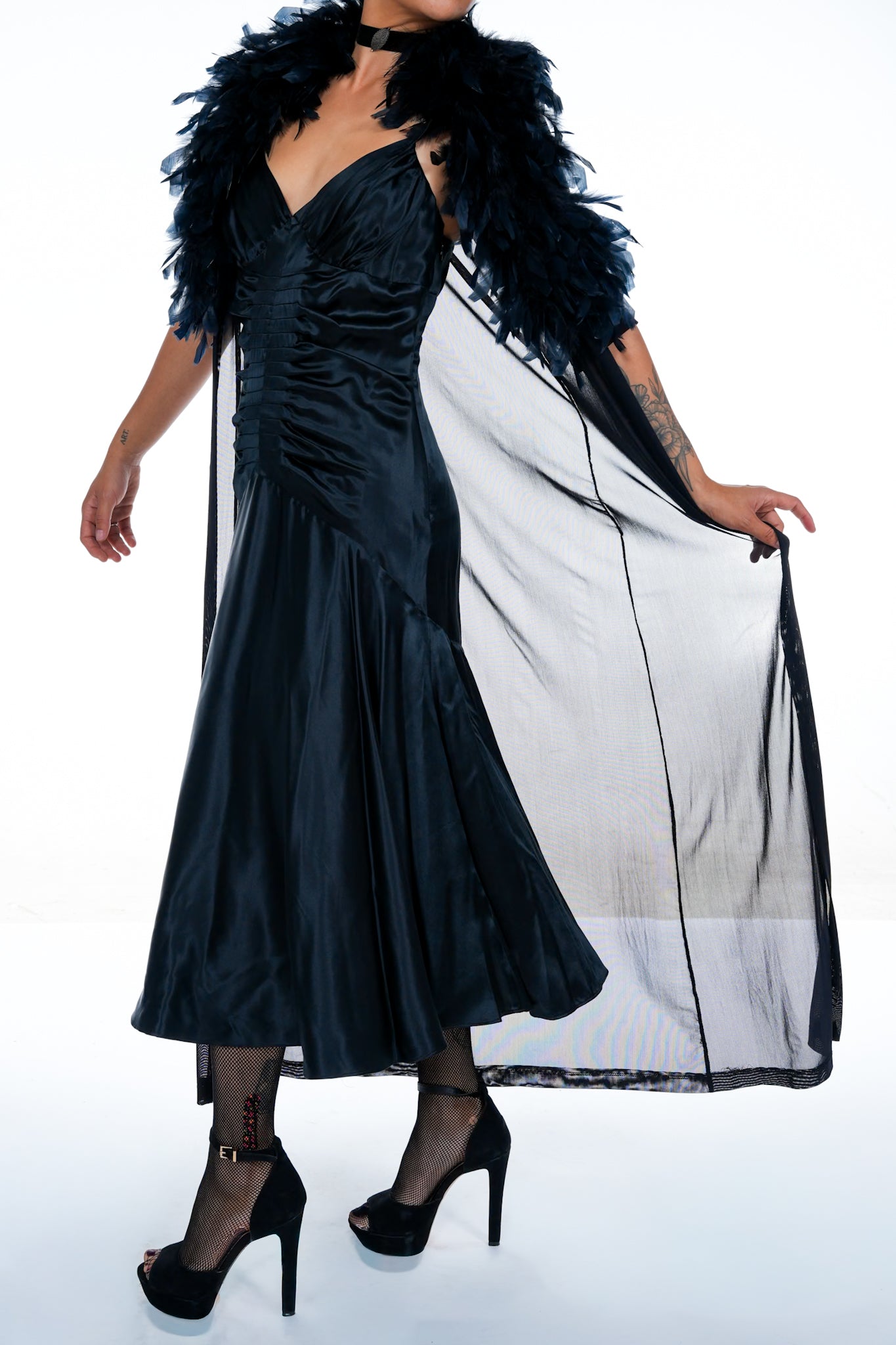 Vintage Black Feather Robe