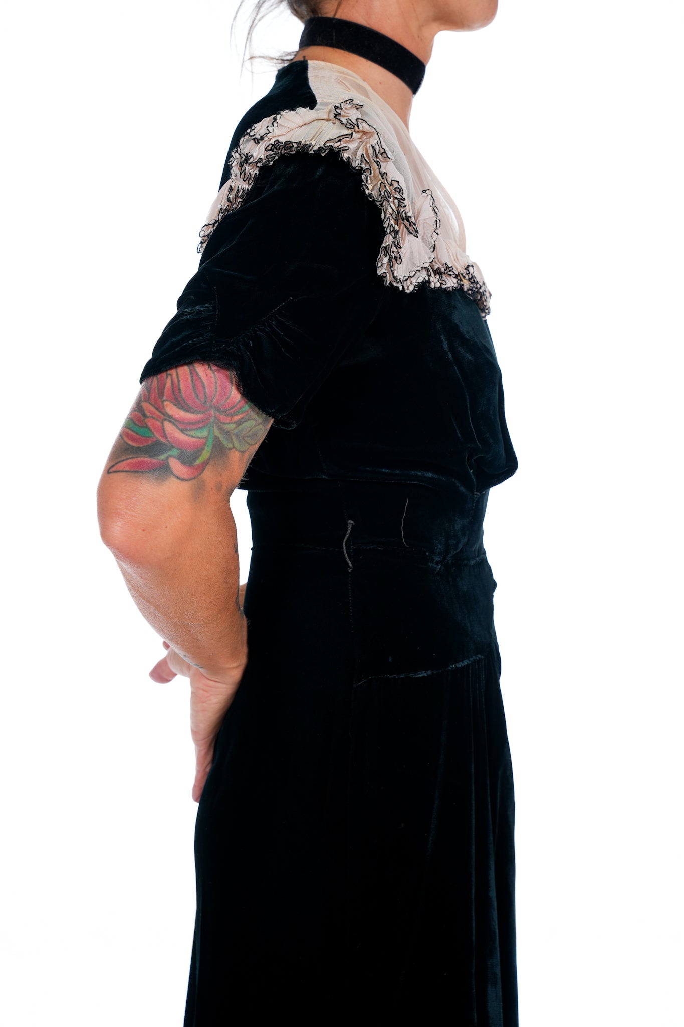 1930's Black Velvet Evening Gown