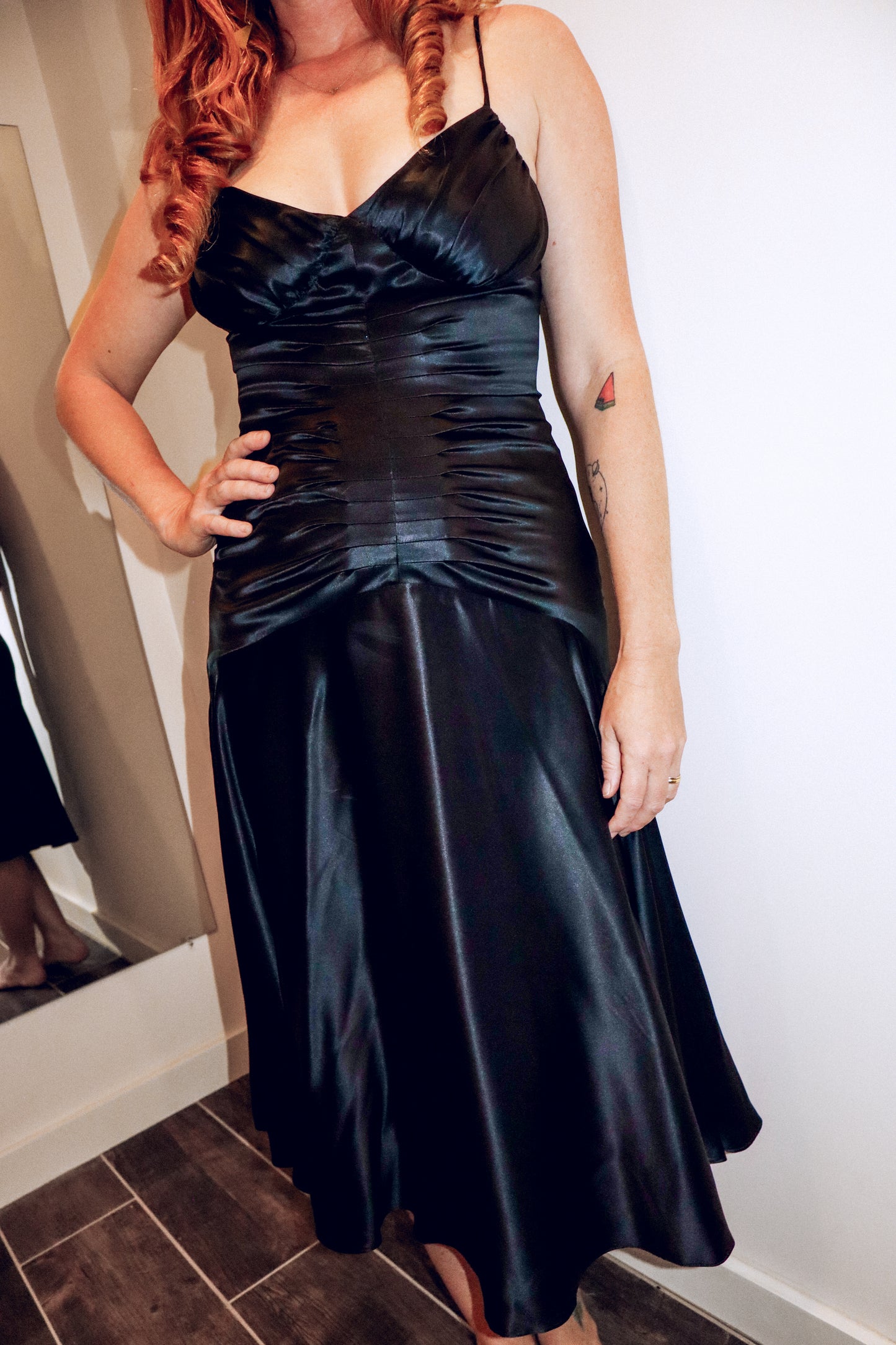 1990's Betsey Johnson Black Silk Evening Dress