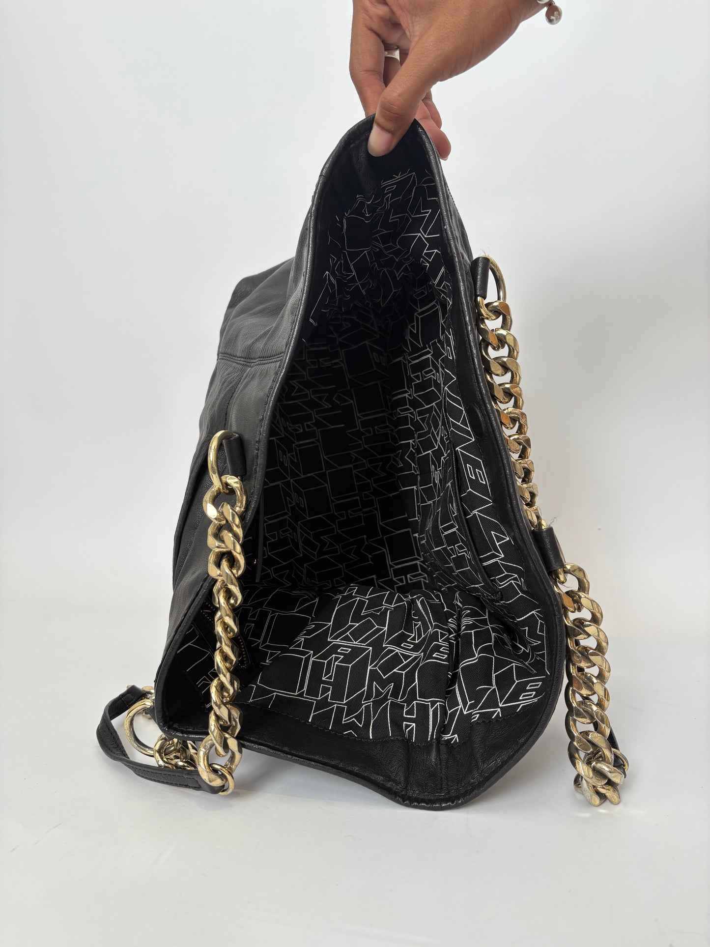 Y2K L.A.M.B Leather and Chain Tote Bag