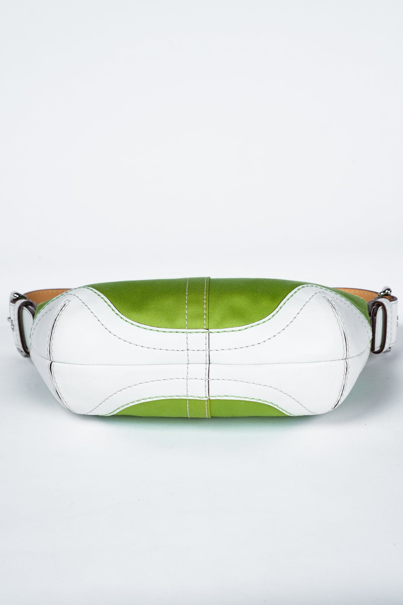 Vintage Y2K Coach 1877 Green Sateen & Leather Soho Shoulder Bag