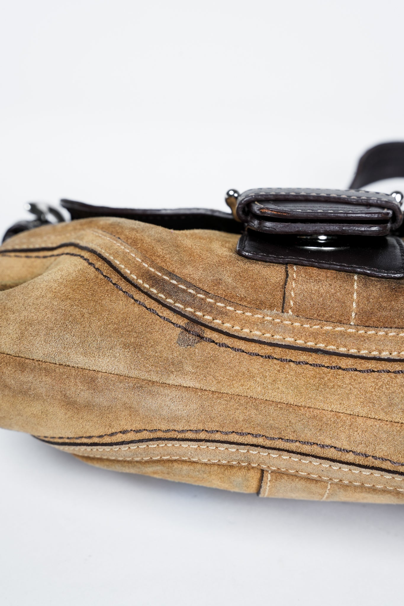Coach F10917 Brown Soho Suede Flap Shoulder Bag