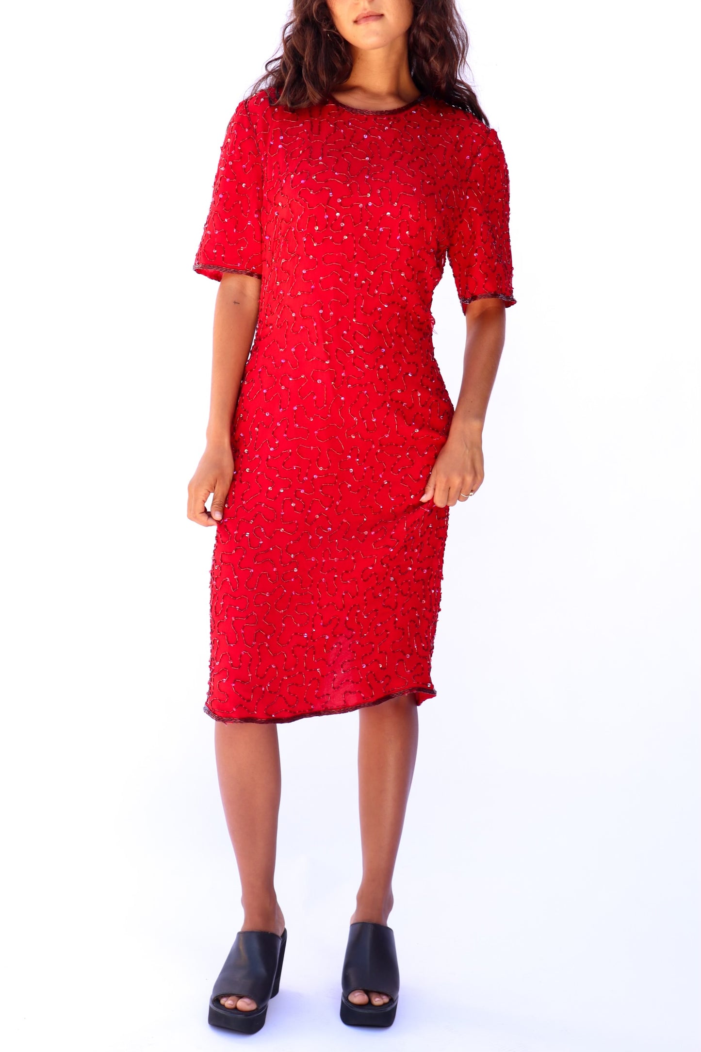 1980's Red Ruby Party Dress