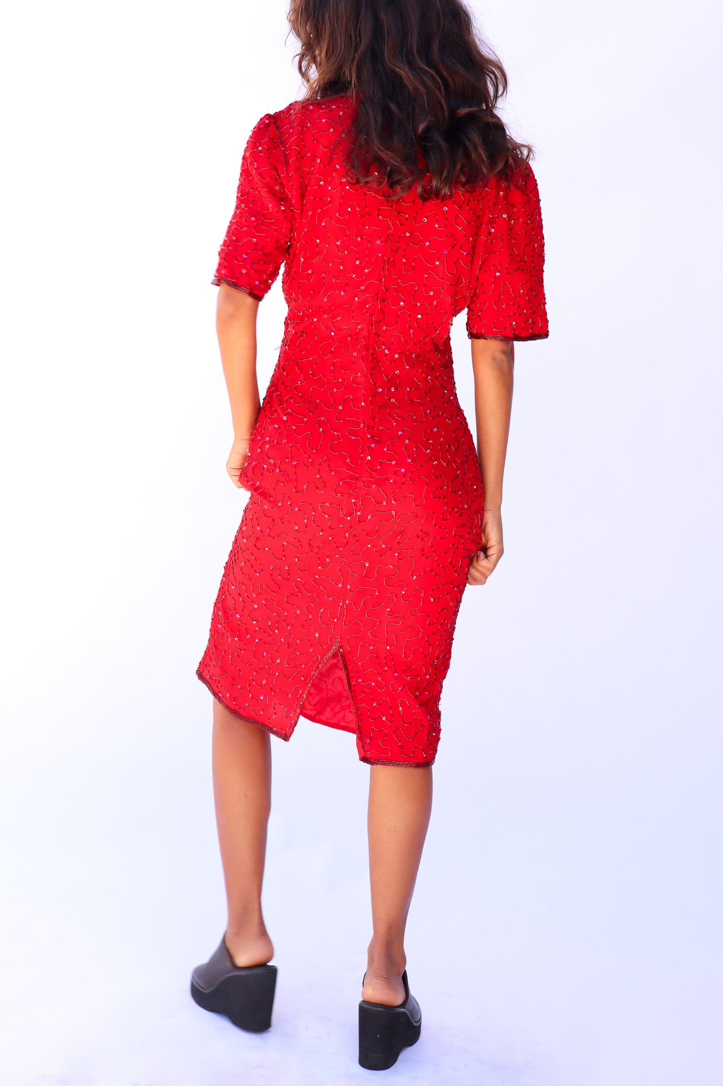 1980's Red Ruby Party Dress