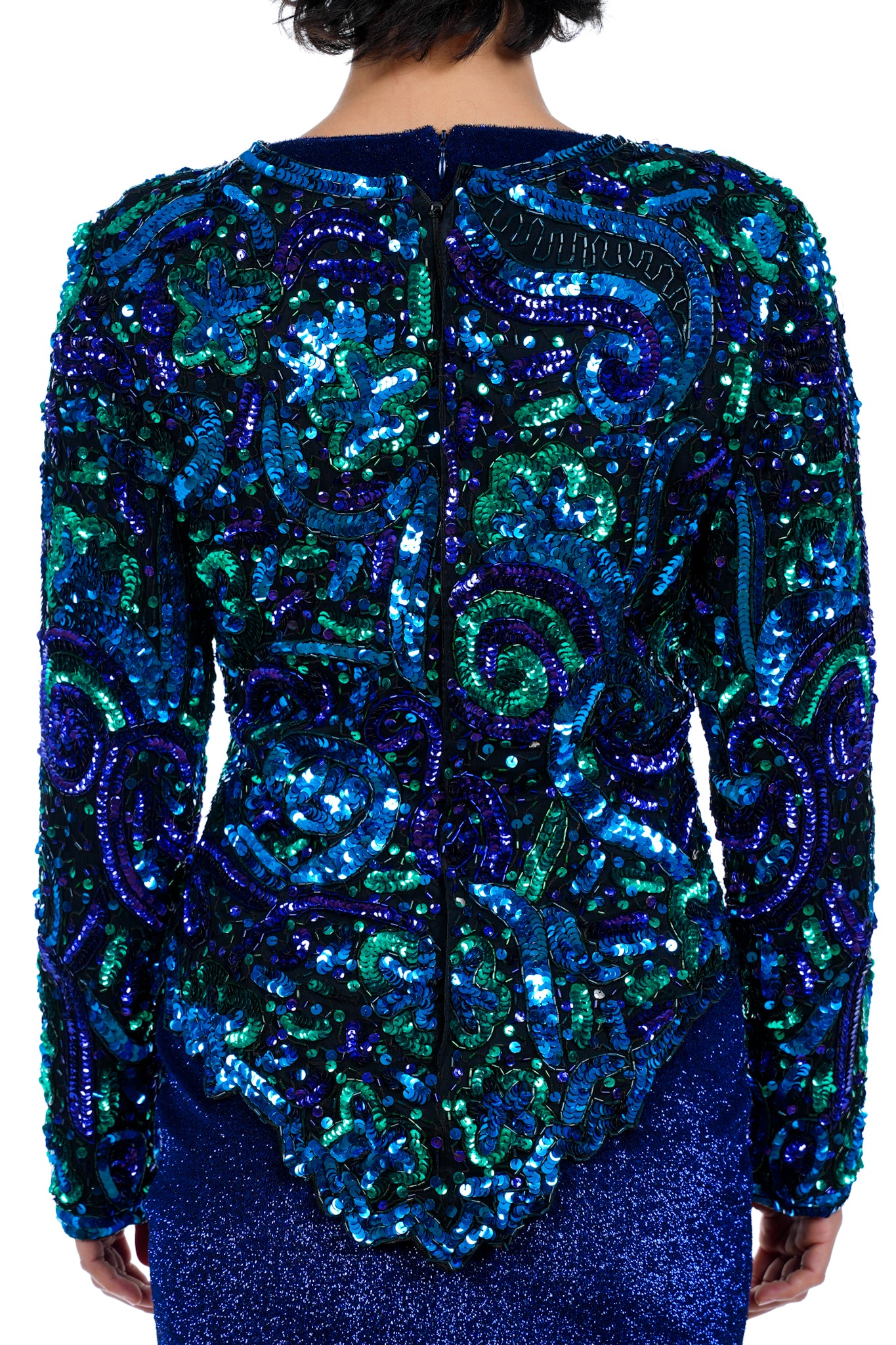 Blue and Green Sequin Top