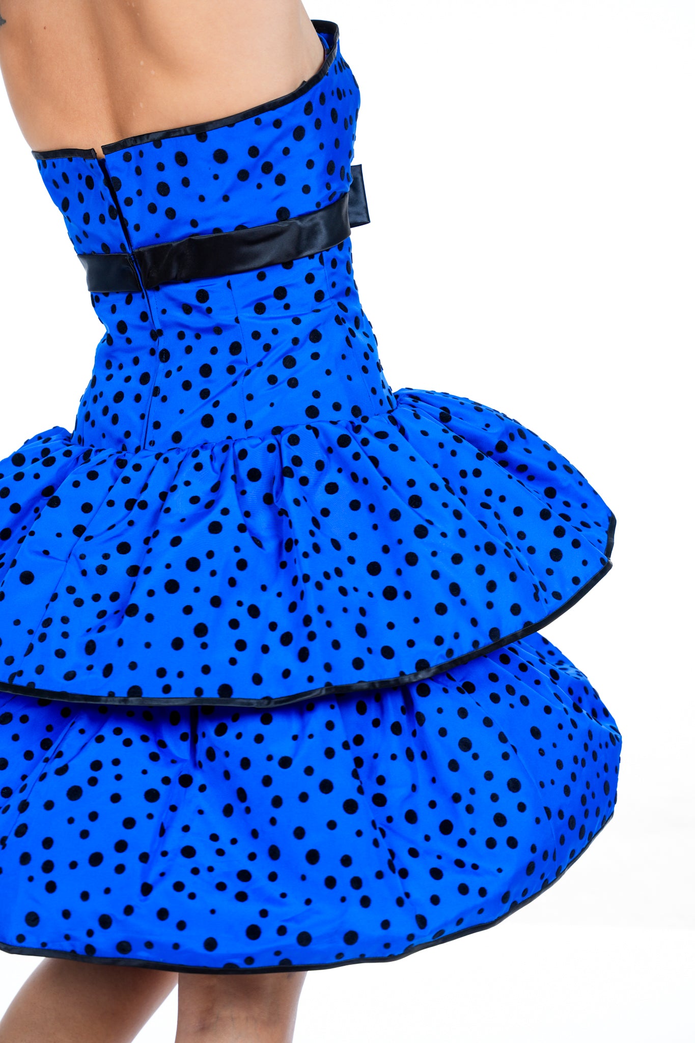 1980s Blue Polka Dot Party Dress