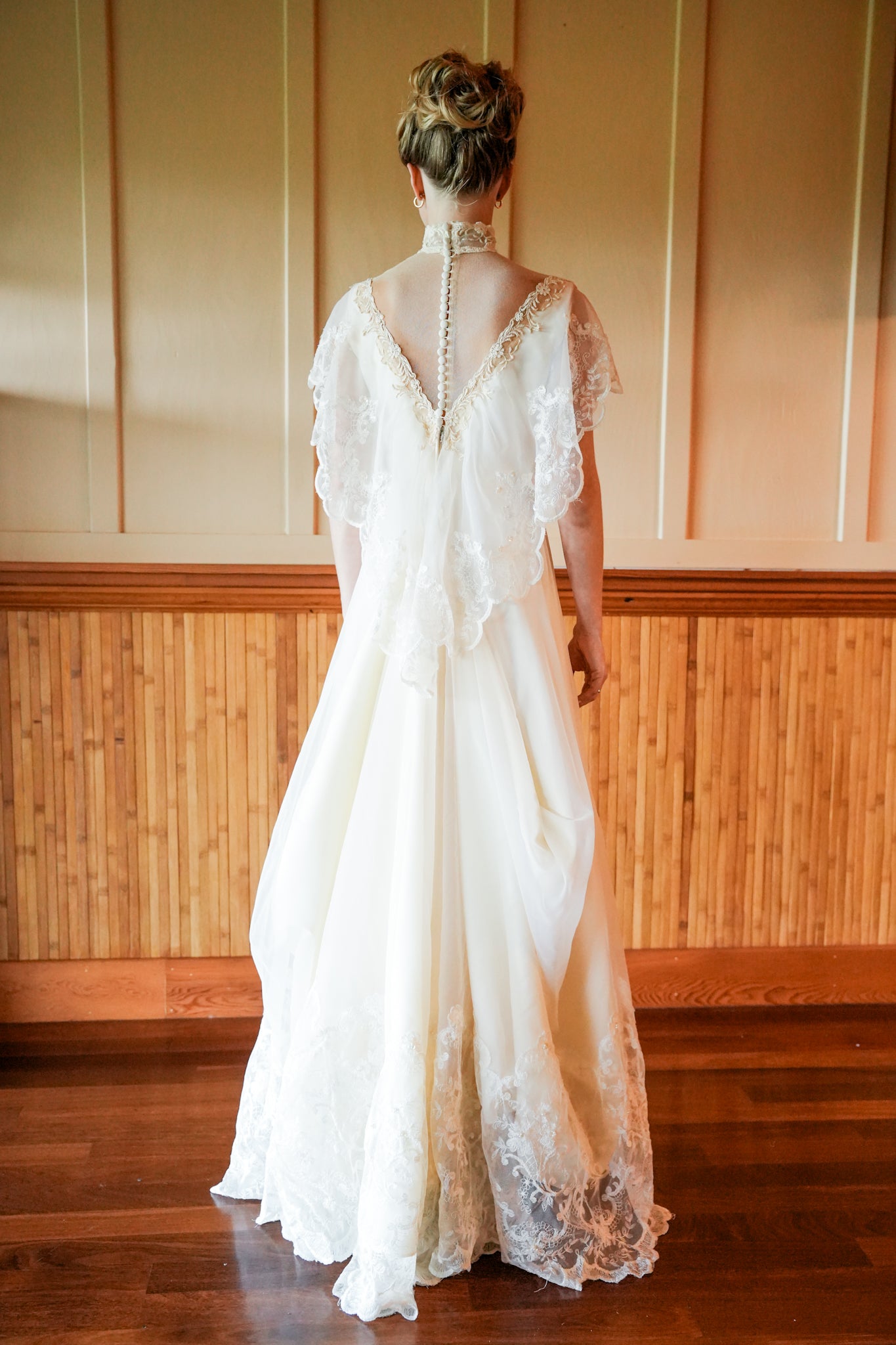 High Neck Edwardian Lace Wedding Gown