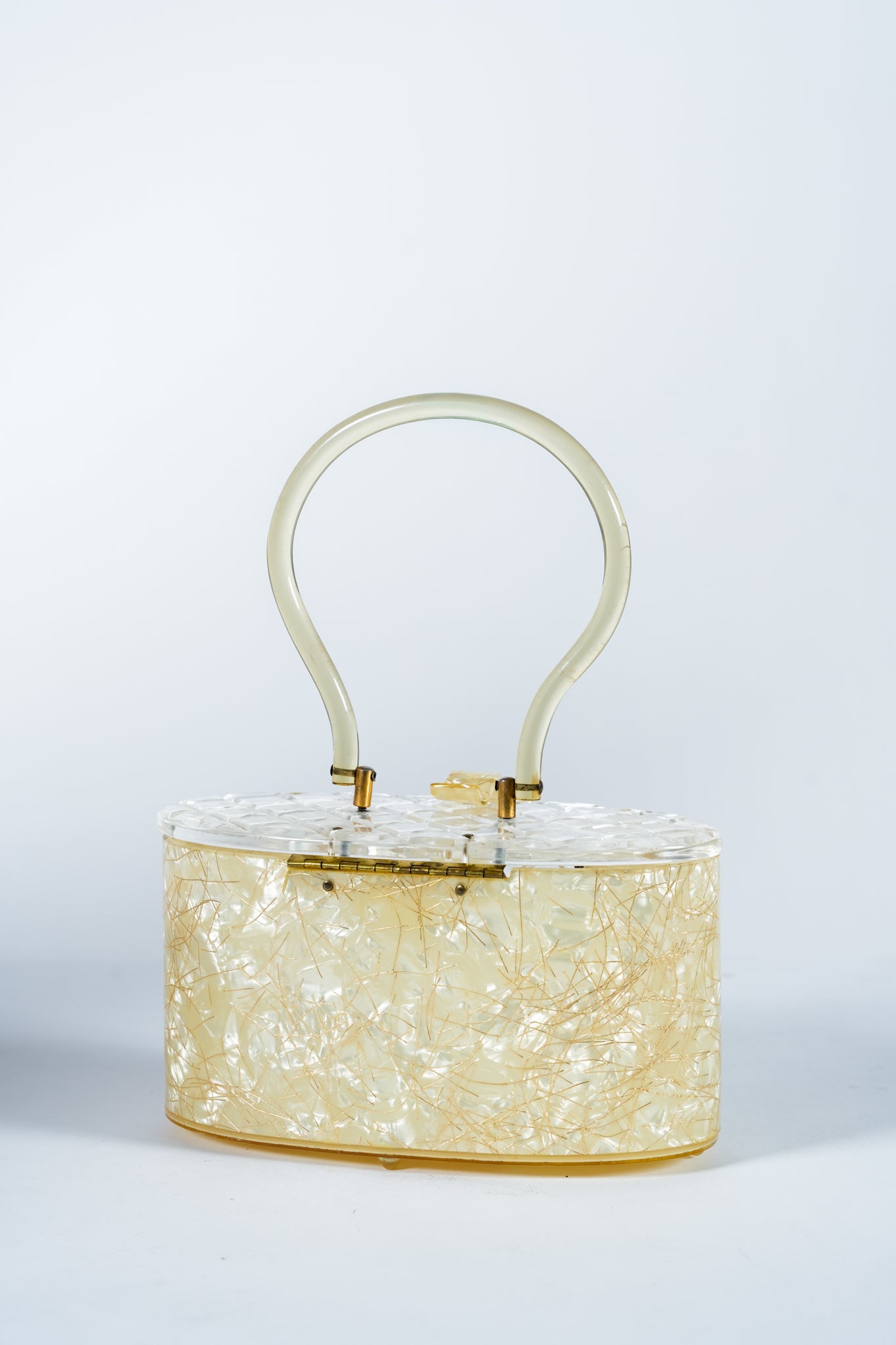Vintage Cream and Gold Lucite Purse