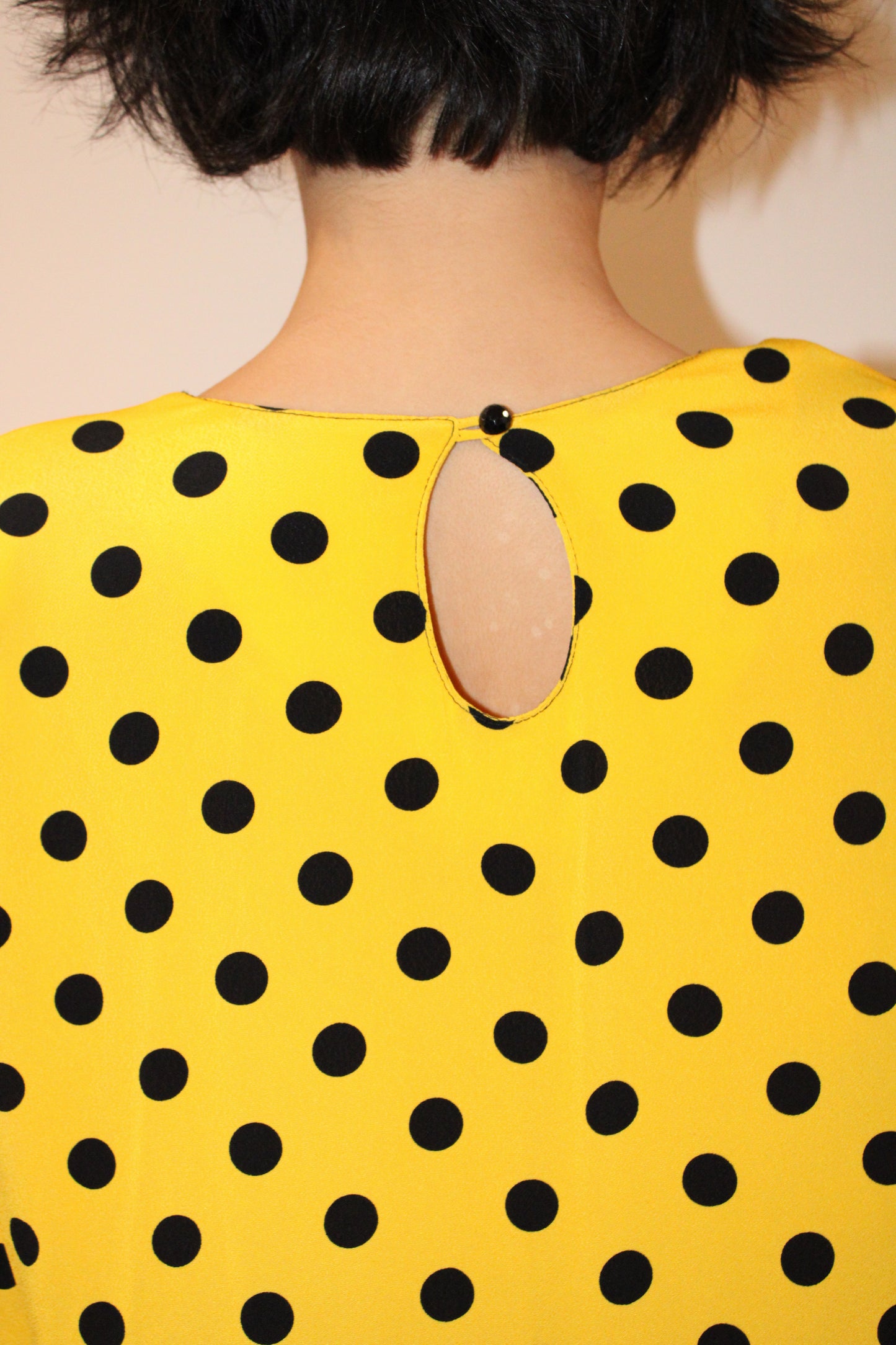 1980s Yellow Polkadot Rayon Mini Dress