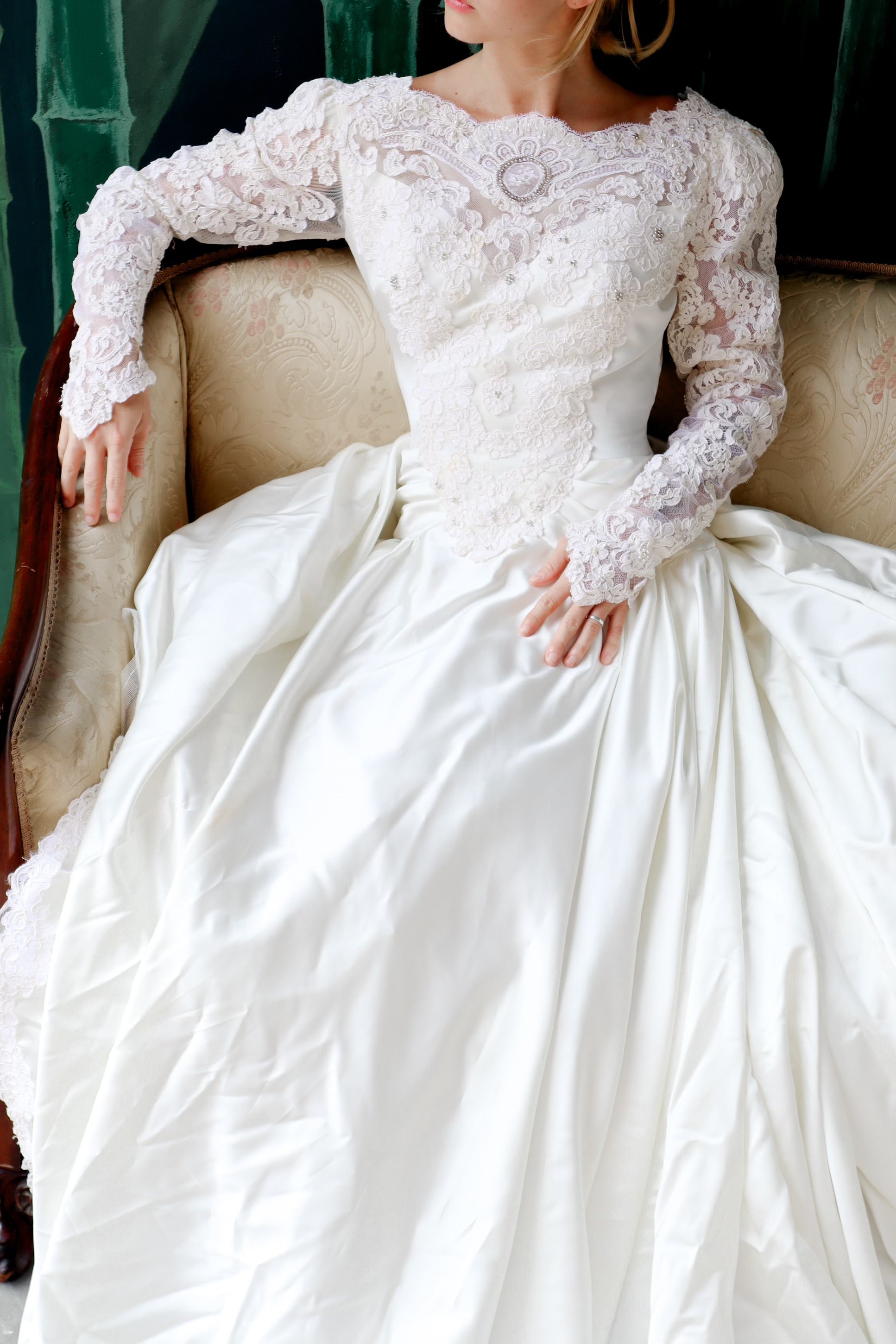 1980's Ornate Lace Bridal Gown  Mad Kimono