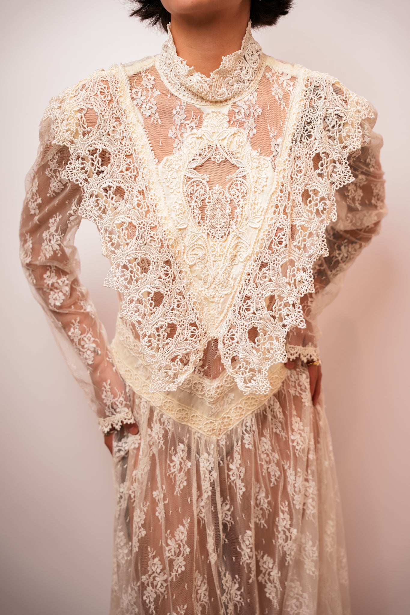 Vintage Lace Layered Bridal Dress