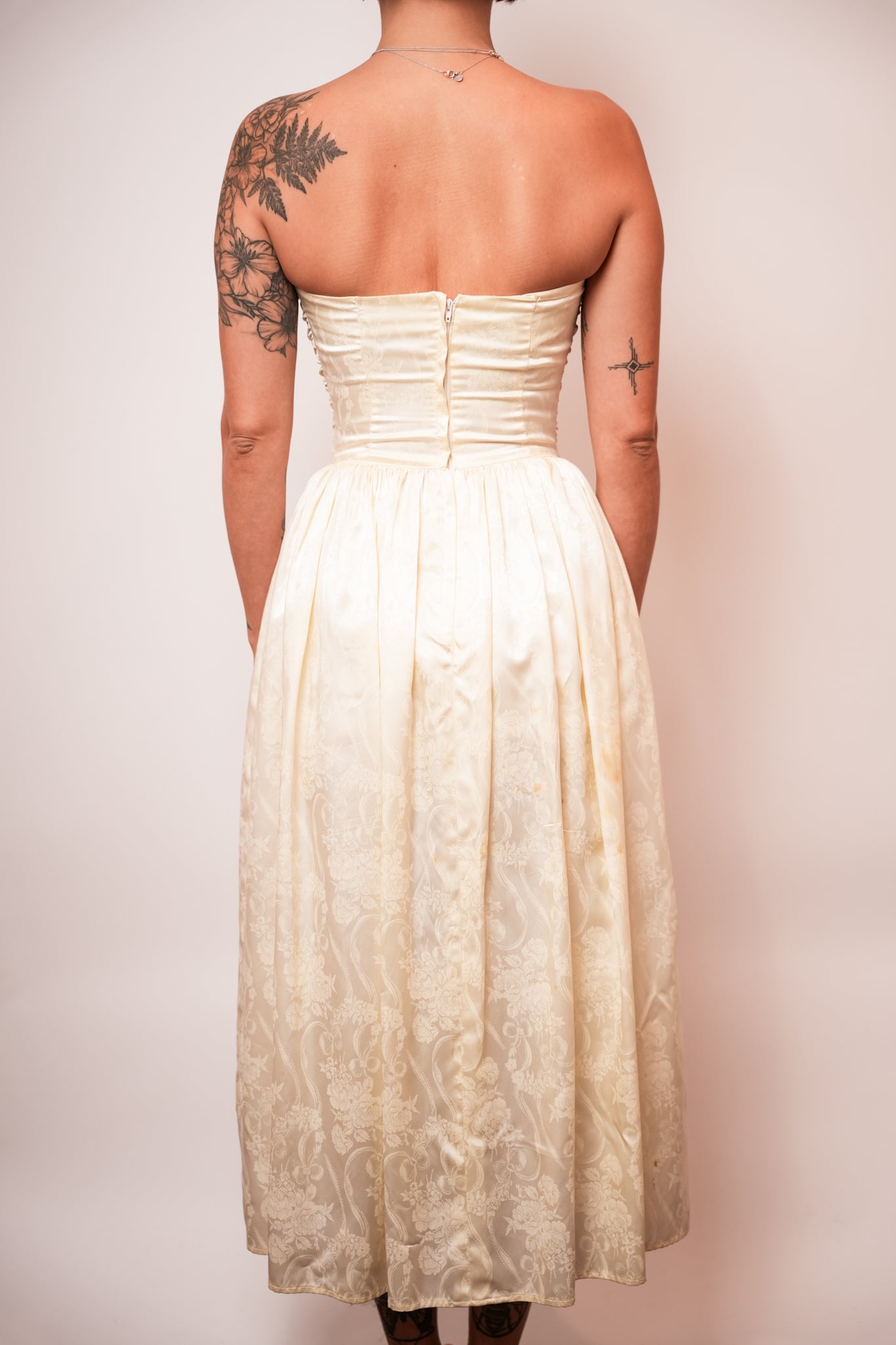 1970s Gunne Sax White Rouched Party Dress