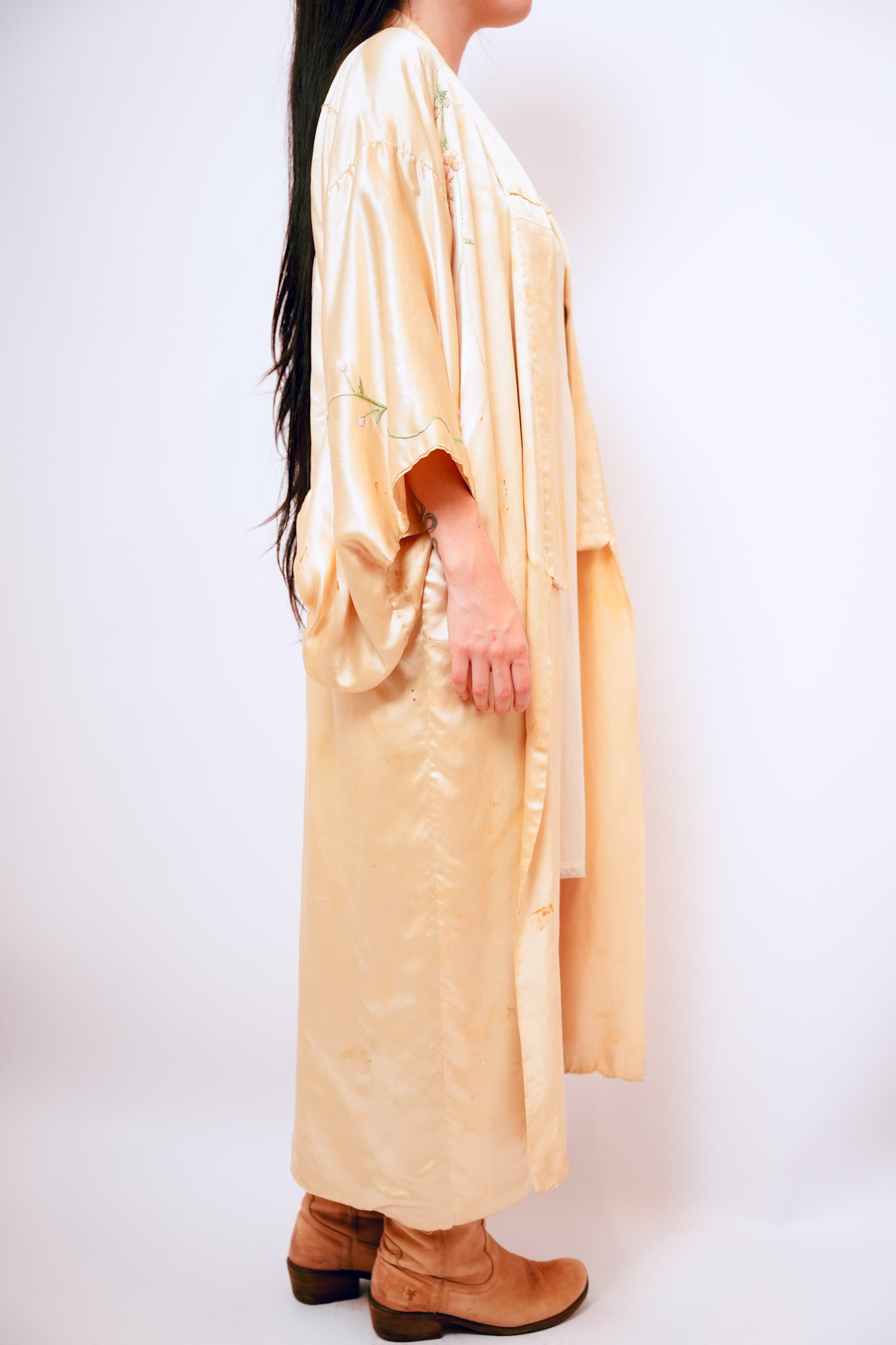 Vintage Beige Silk Kimono