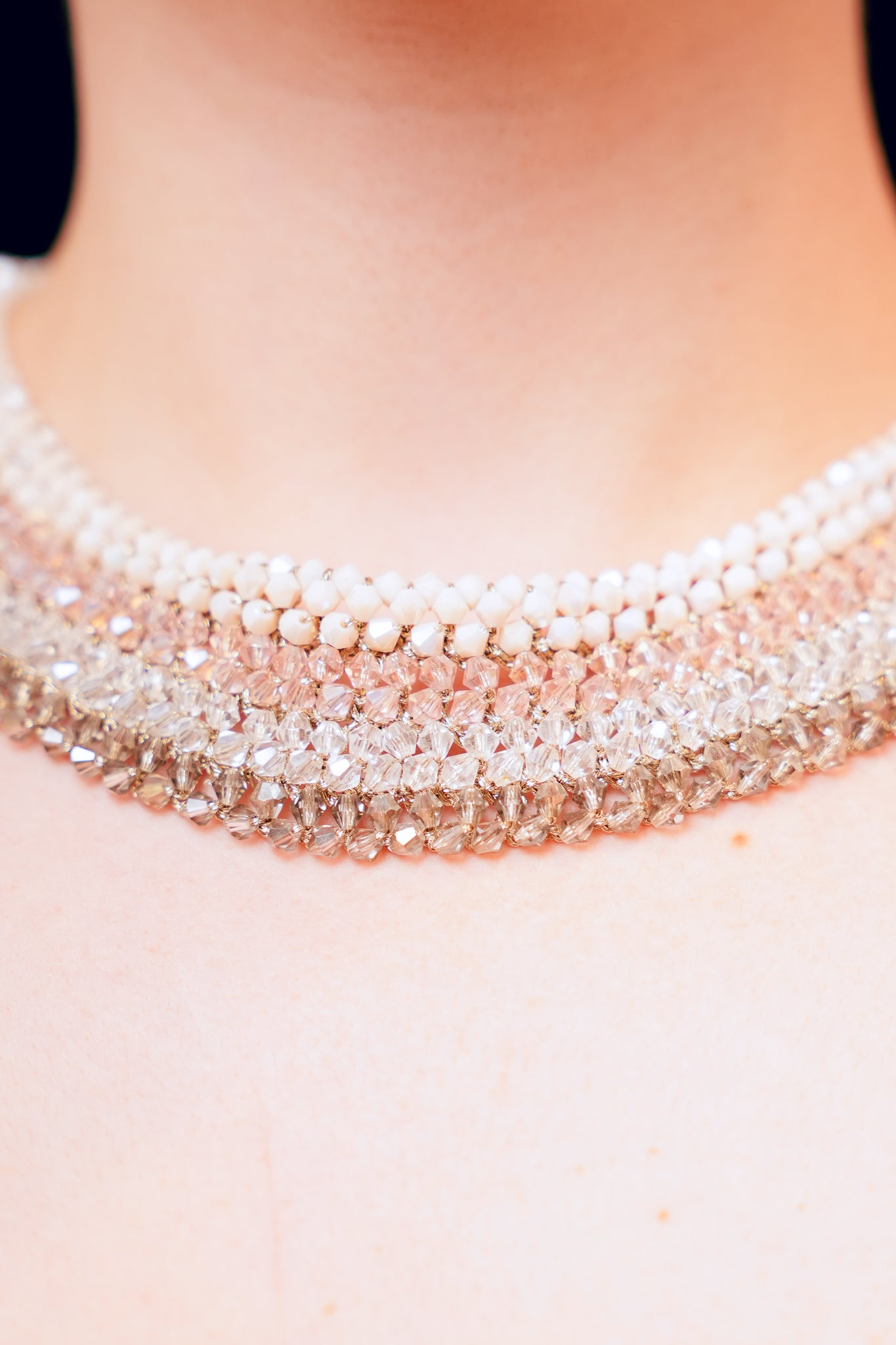 Vintage Pink and White Beaded Collar