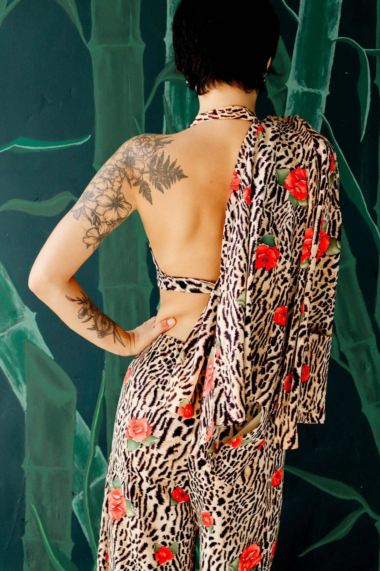 Animal Print and Floral Three Piece Set