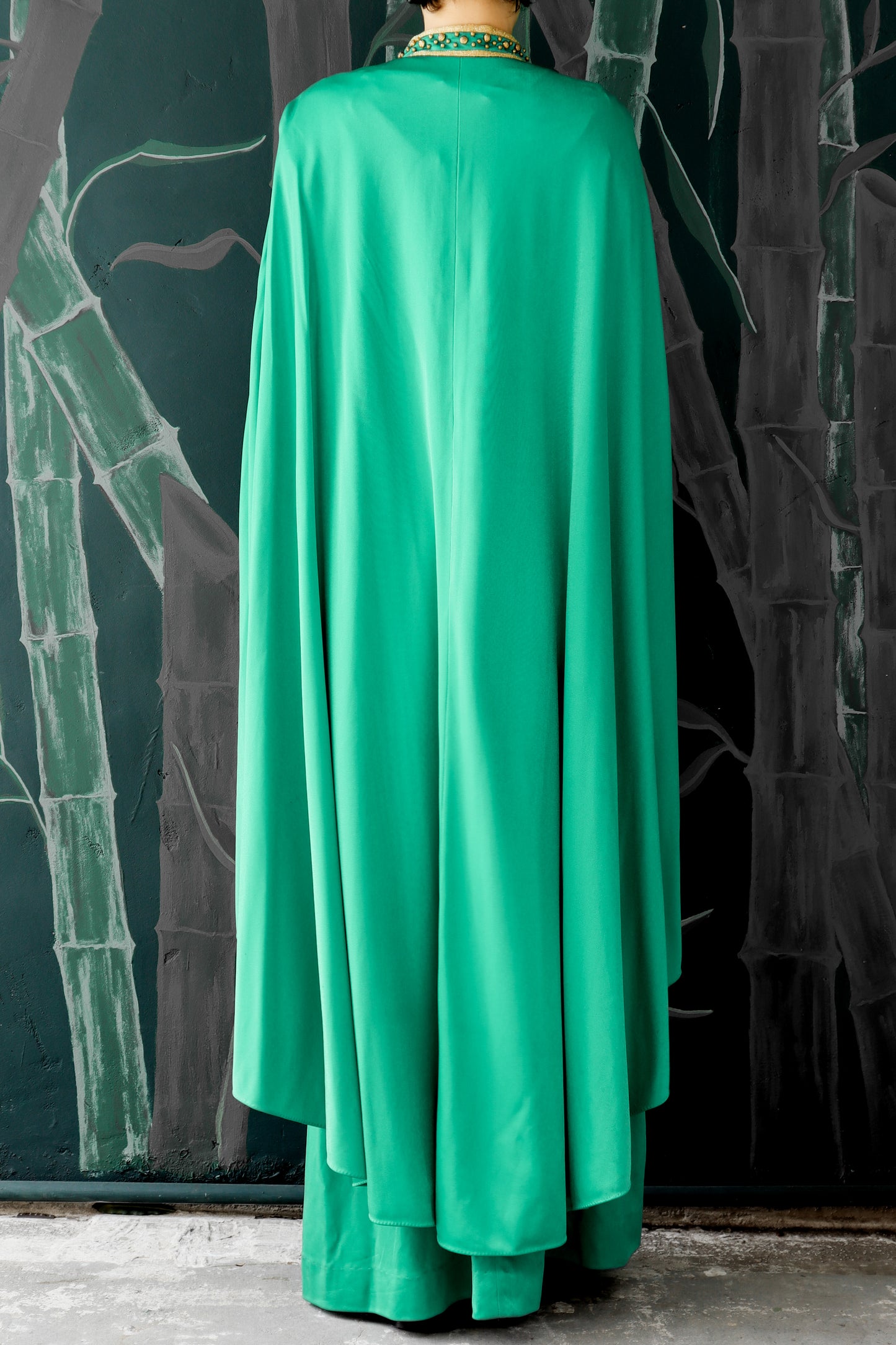 Green Lili Diamond Dress with Cape