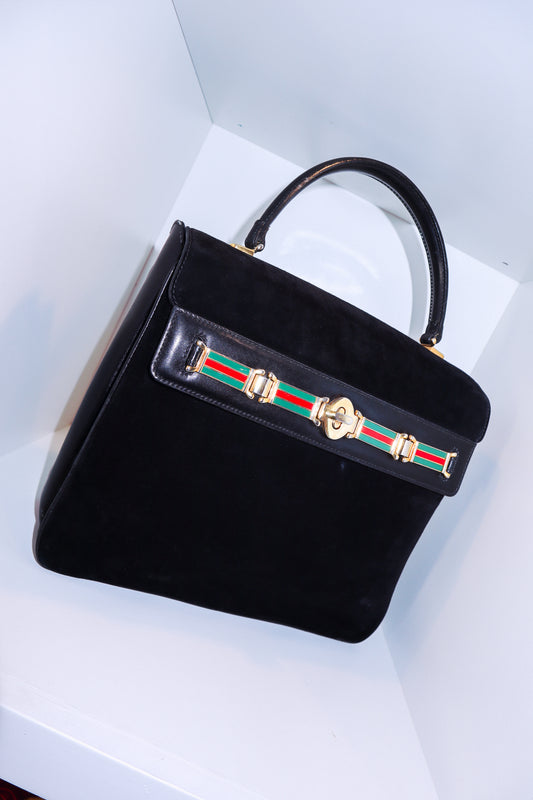 1970's Gucci Velvet Clasp Handbag
