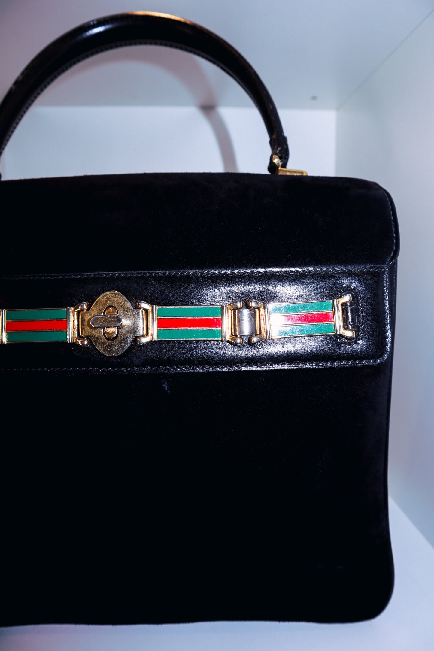 1970's Gucci Velvet Clasp Handbag