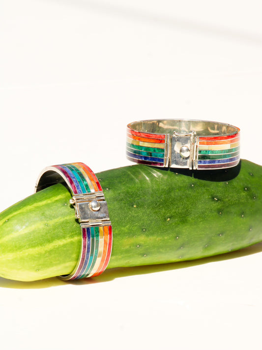 Solid Rainbow & Sterling Silver Bracelet