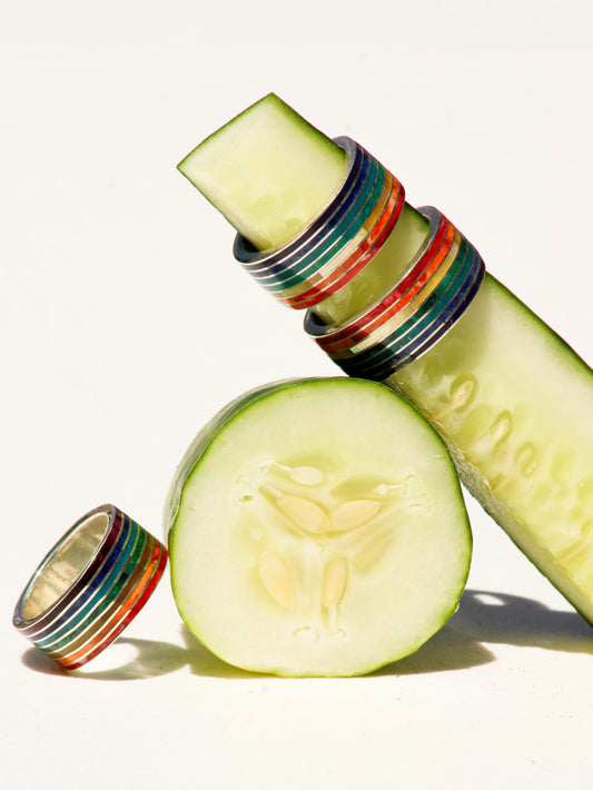 Rainbow & Sterling Silver Band Rings