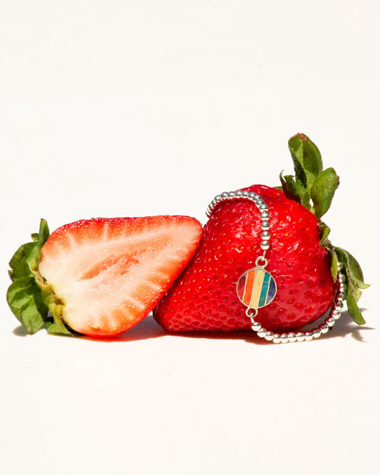 Adjustable Sterling Silver & Rainbow Bracelet