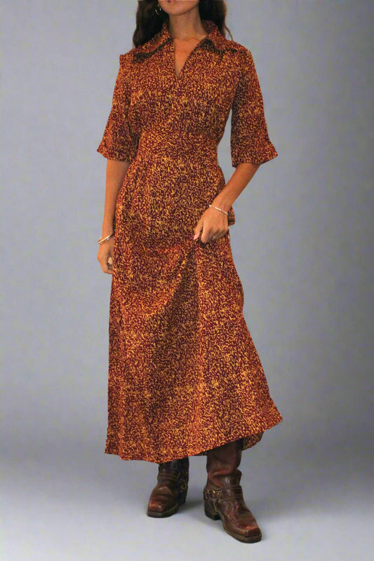 Abstract Fuzzy Print Cotton Maxi Dress