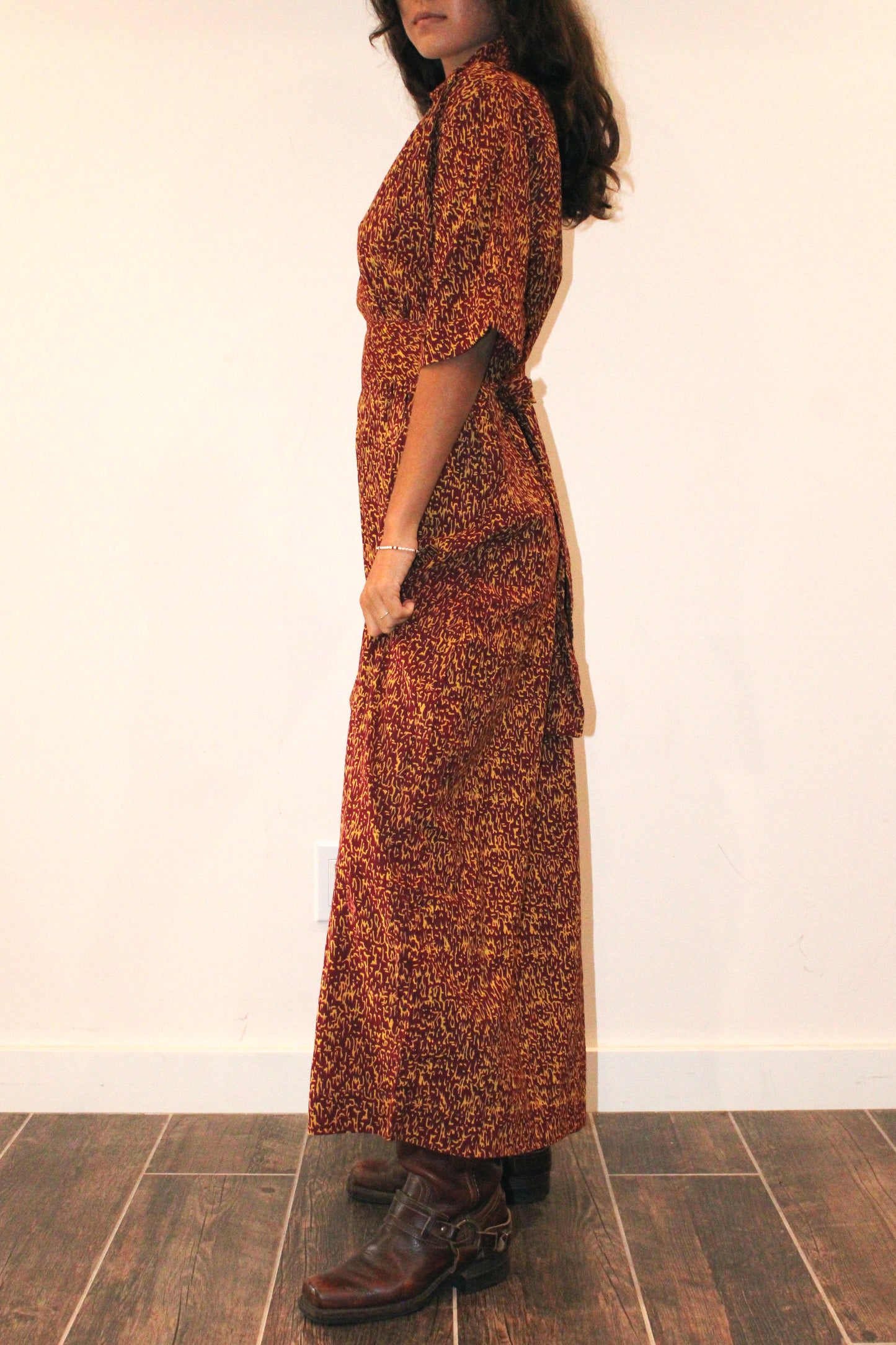 Abstract Fuzzy Print Cotton Maxi Dress