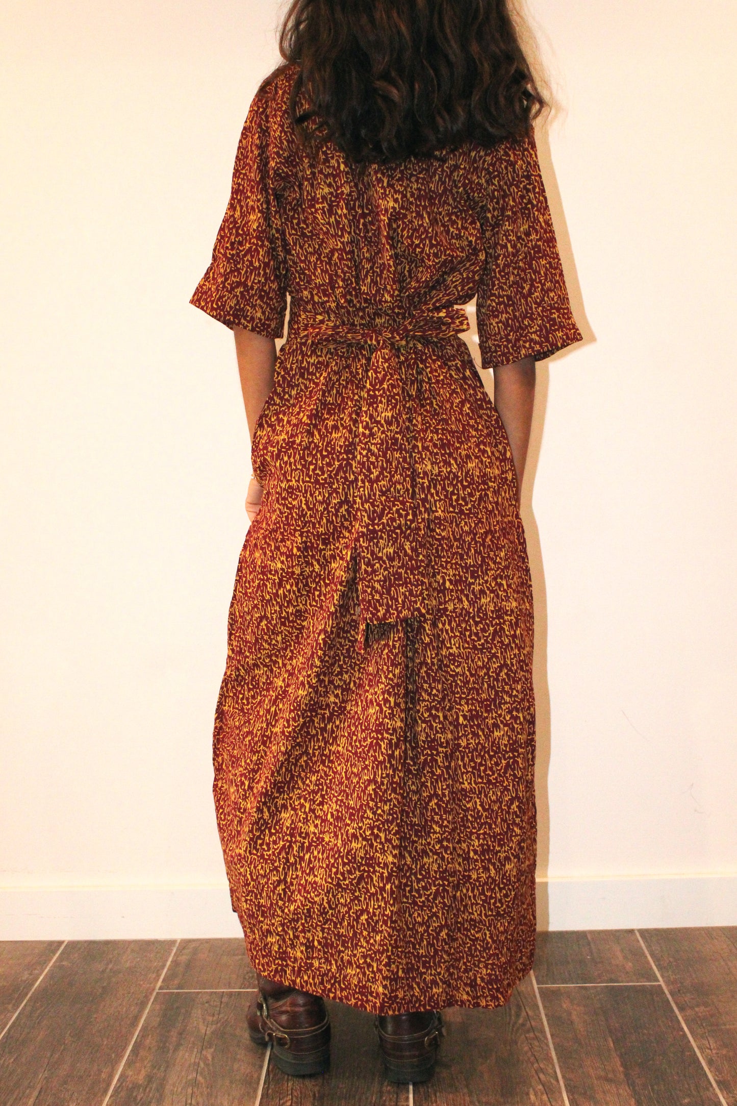 Abstract Fuzzy Print Cotton Maxi Dress