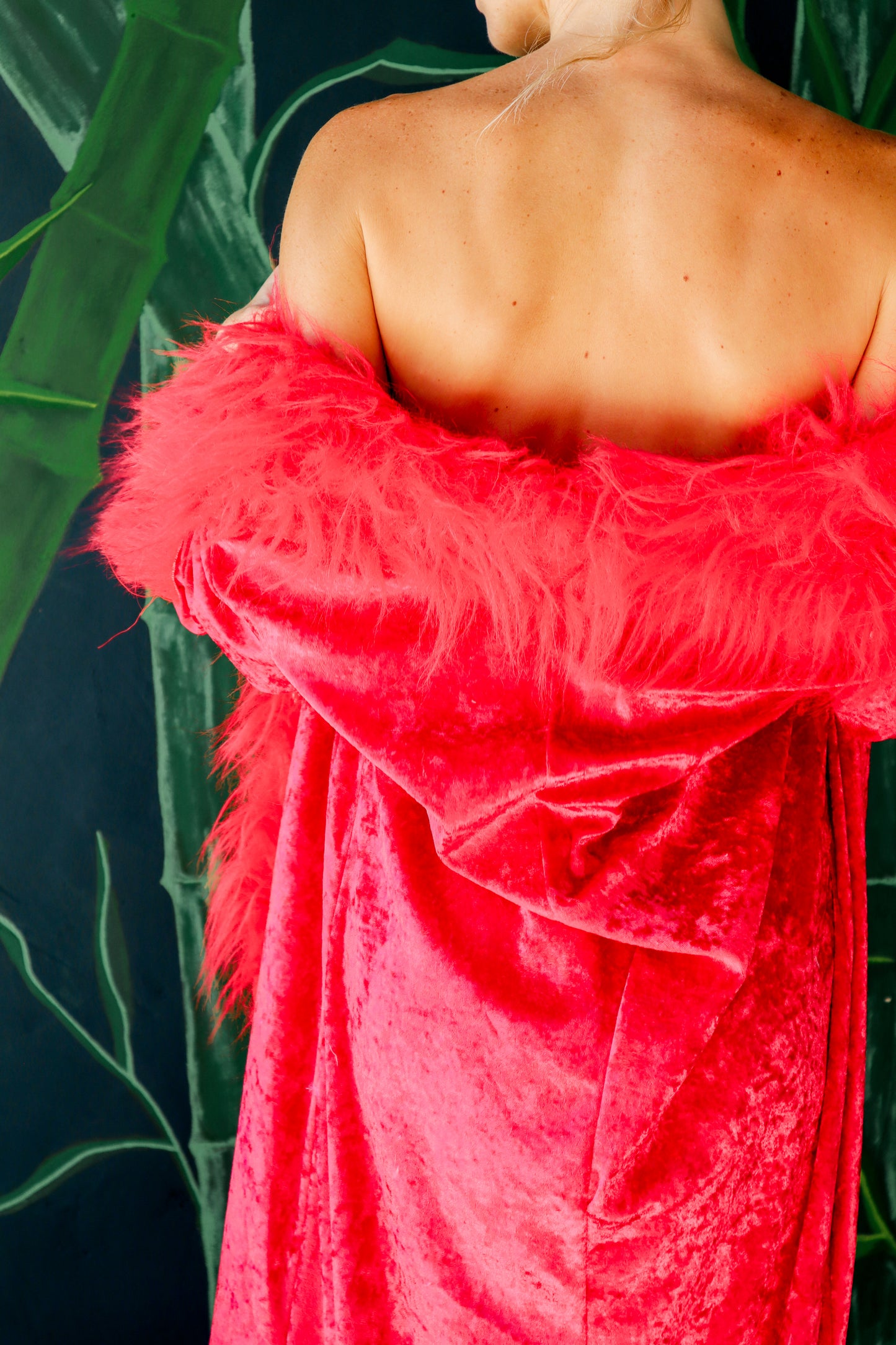 Velvet Red Fluff Pants and Duster