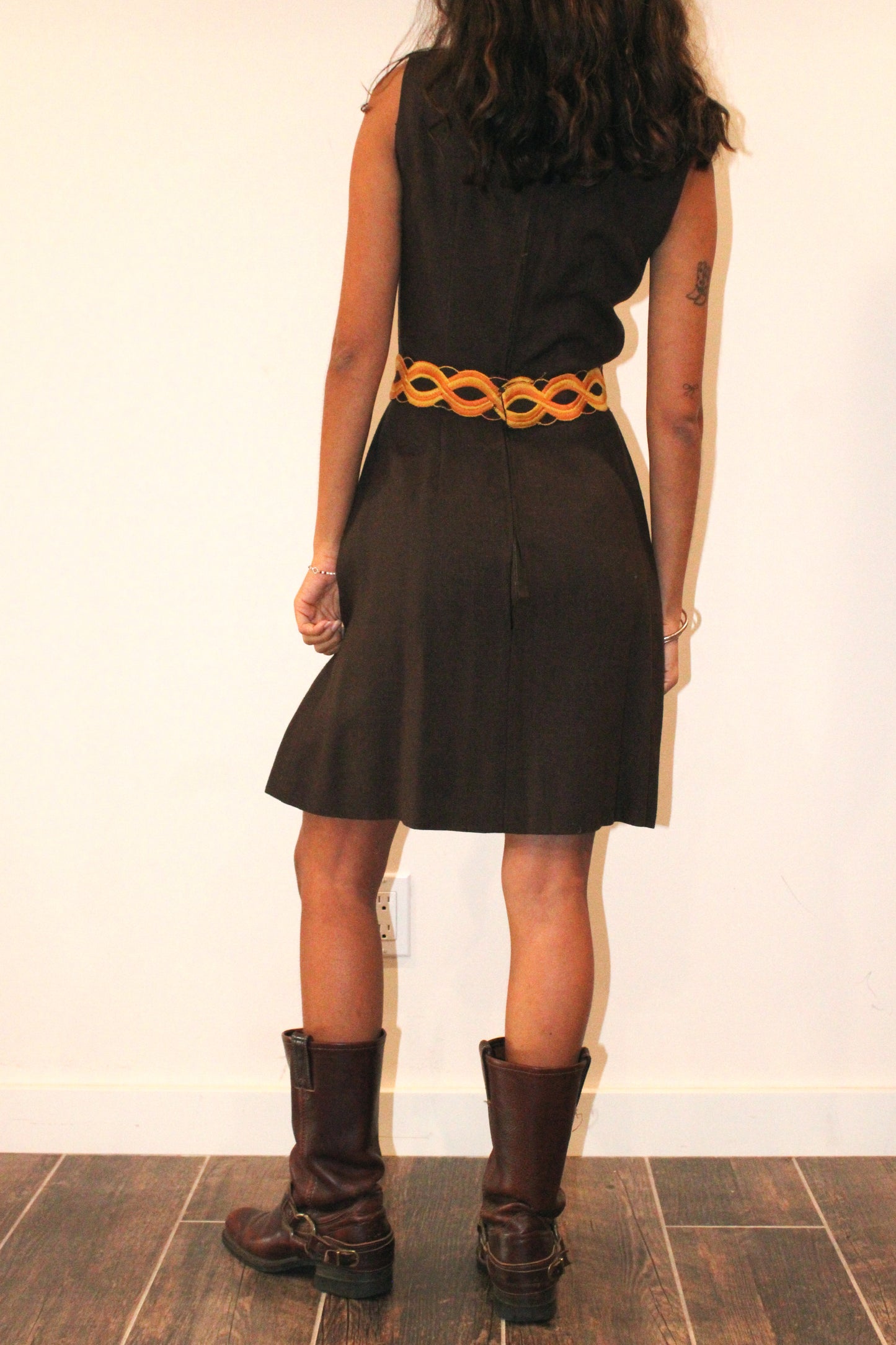 1970s Lanz Brown Cotton Sleeveless Dress