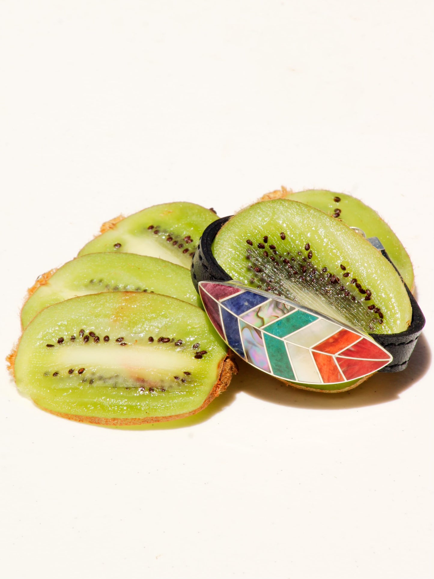 Leather & Sterling Silver Rainbow Bracelet