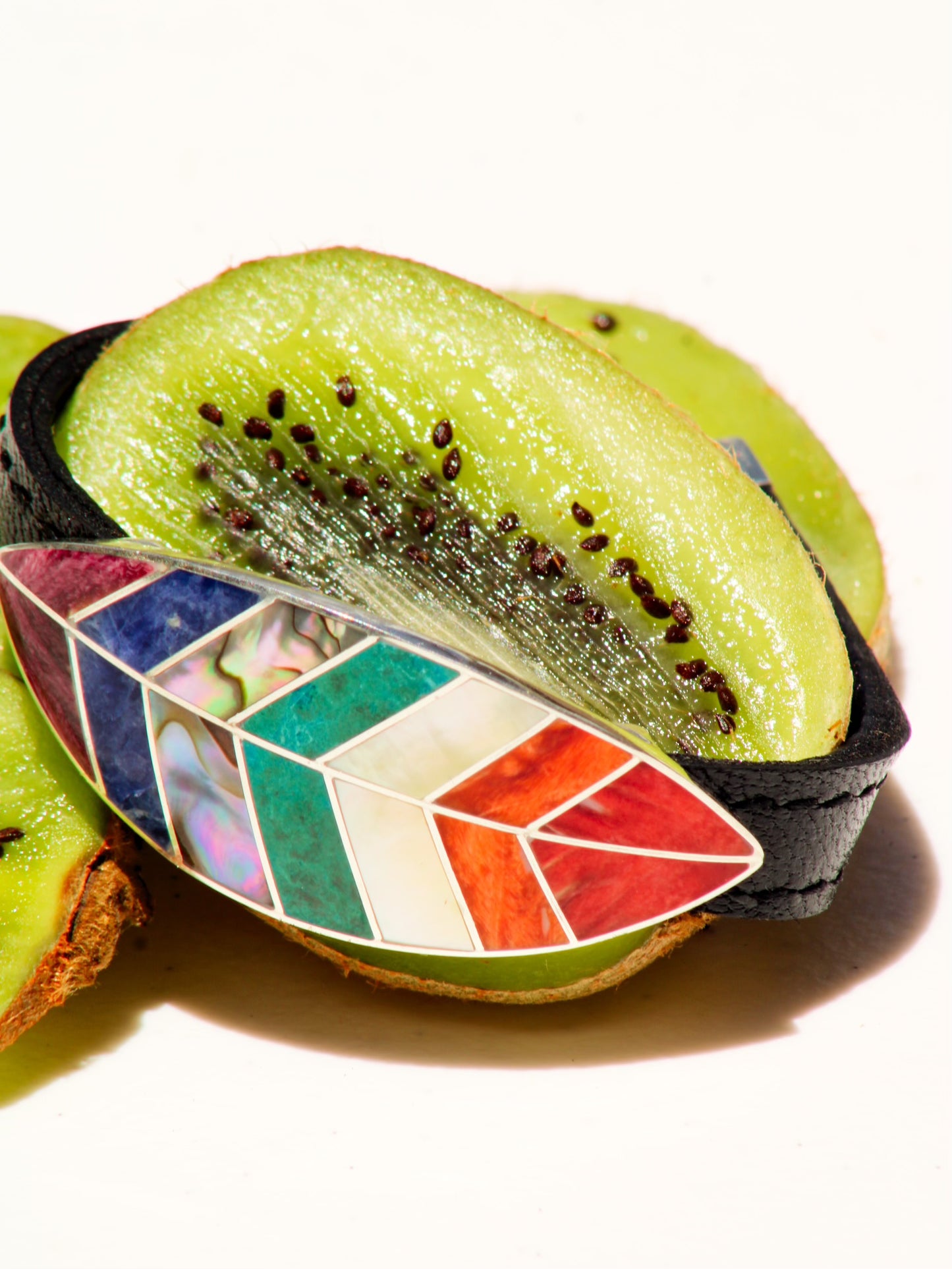 Leather & Sterling Silver Rainbow Bracelet